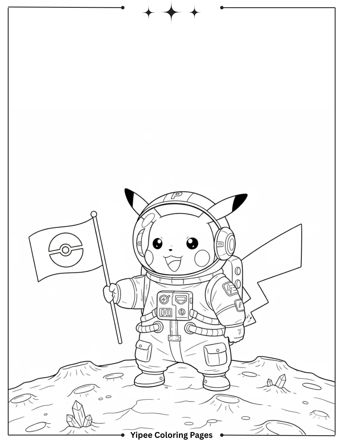 Pikachu Coloring Pages Free For Kids & Adults Pikachu is on the moon