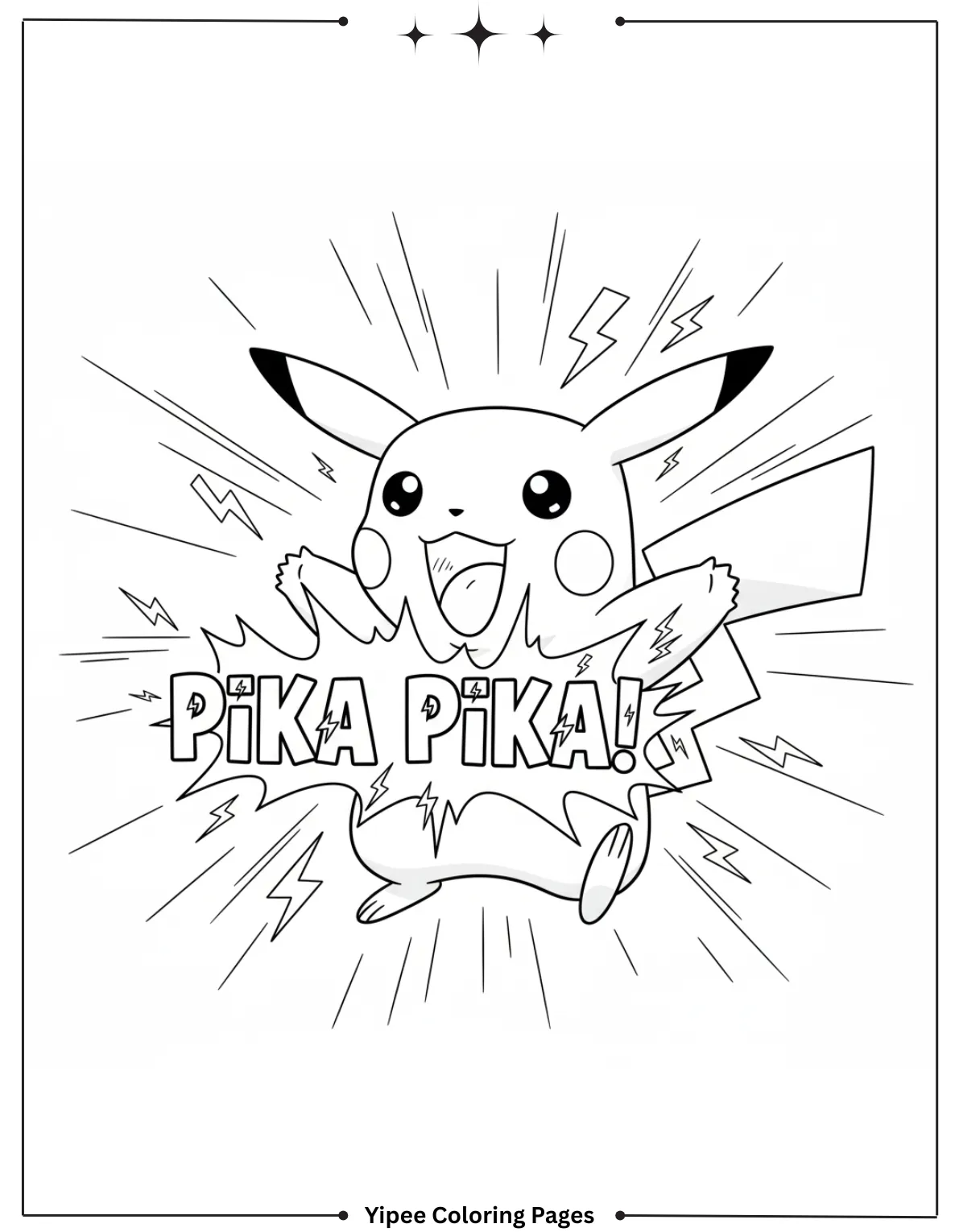 Pikachu Coloring Pages Free For Kids & Adults Pikachu is shouting “Pika Pika