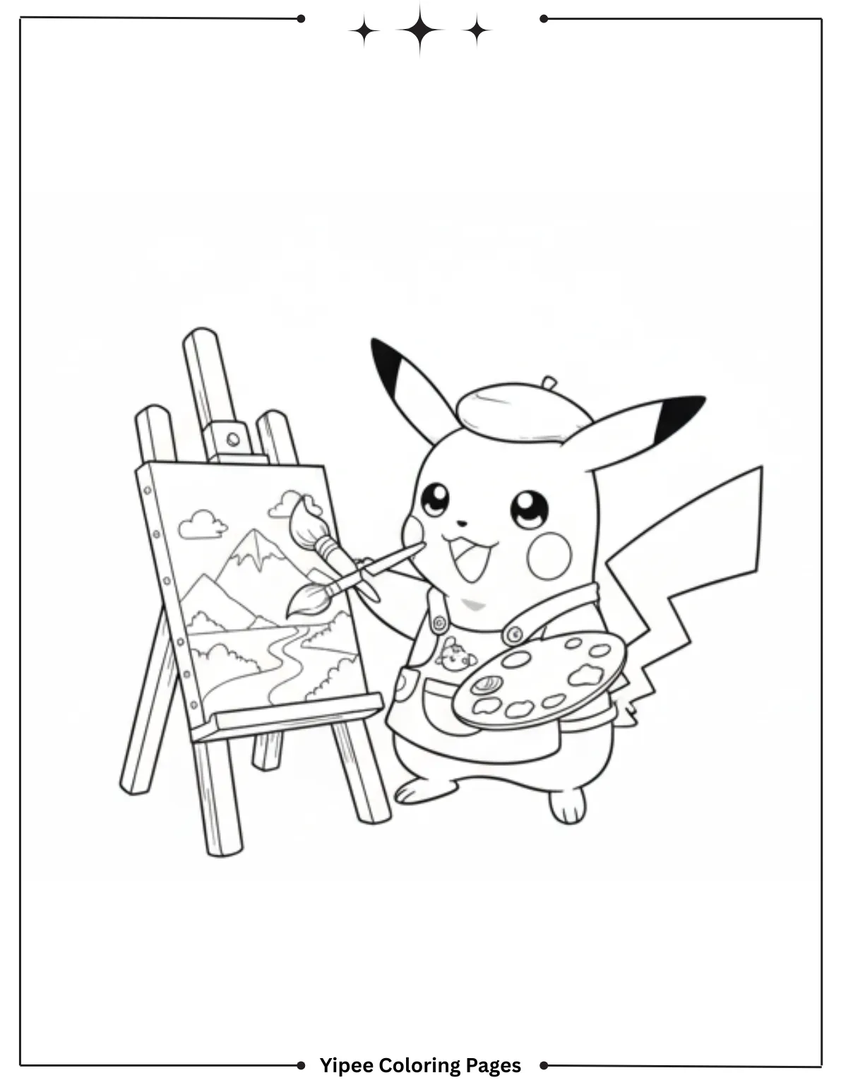 Pikachu Coloring Pages Free For Kids & Adults Pikachu leads a full orchestra with excitement
