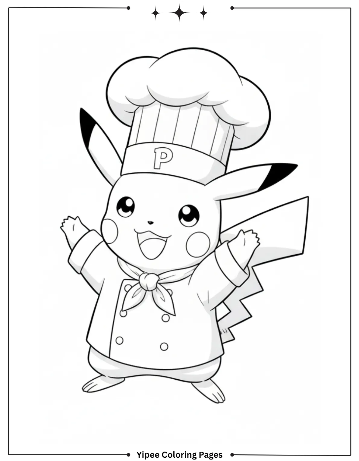 Pikachu Coloring Pages Free For Kids & Adults Pikachu the chef