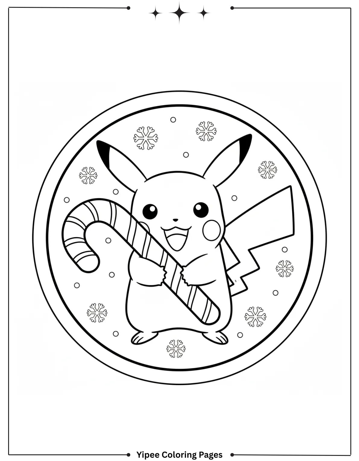 Pikachu Coloring Pages Free For Kids & Adults Pikachu with a candy cane