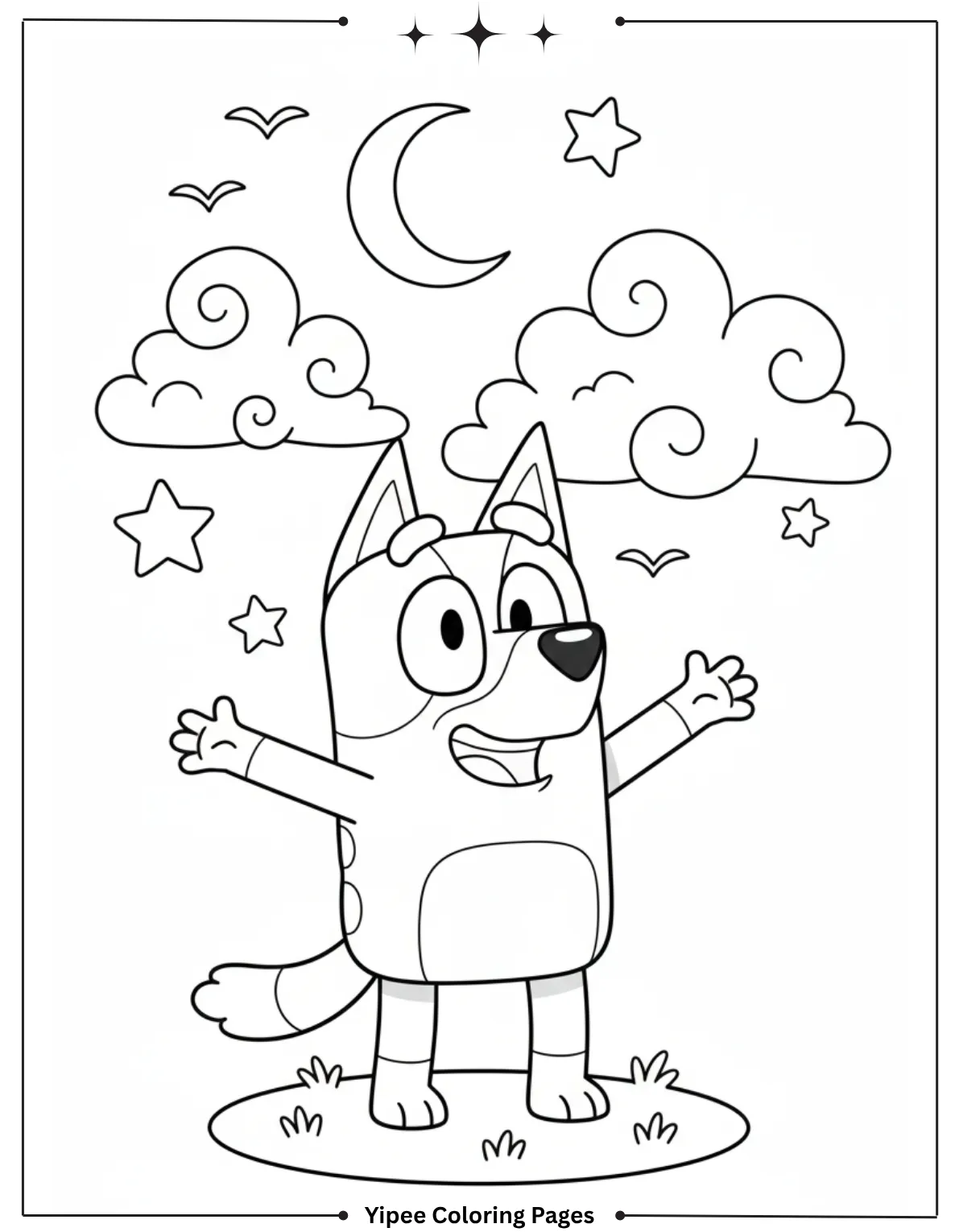 Rusty is standing tall under the clouds