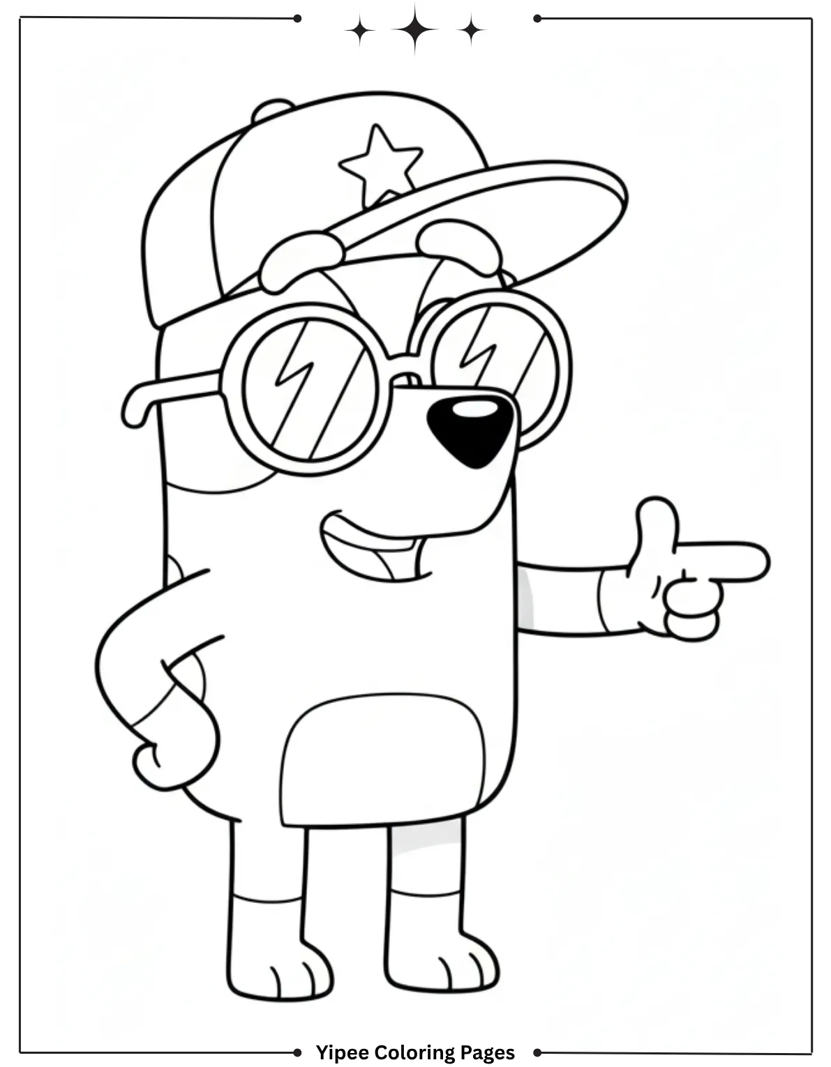 Snickers looks cool with a cap and glasses