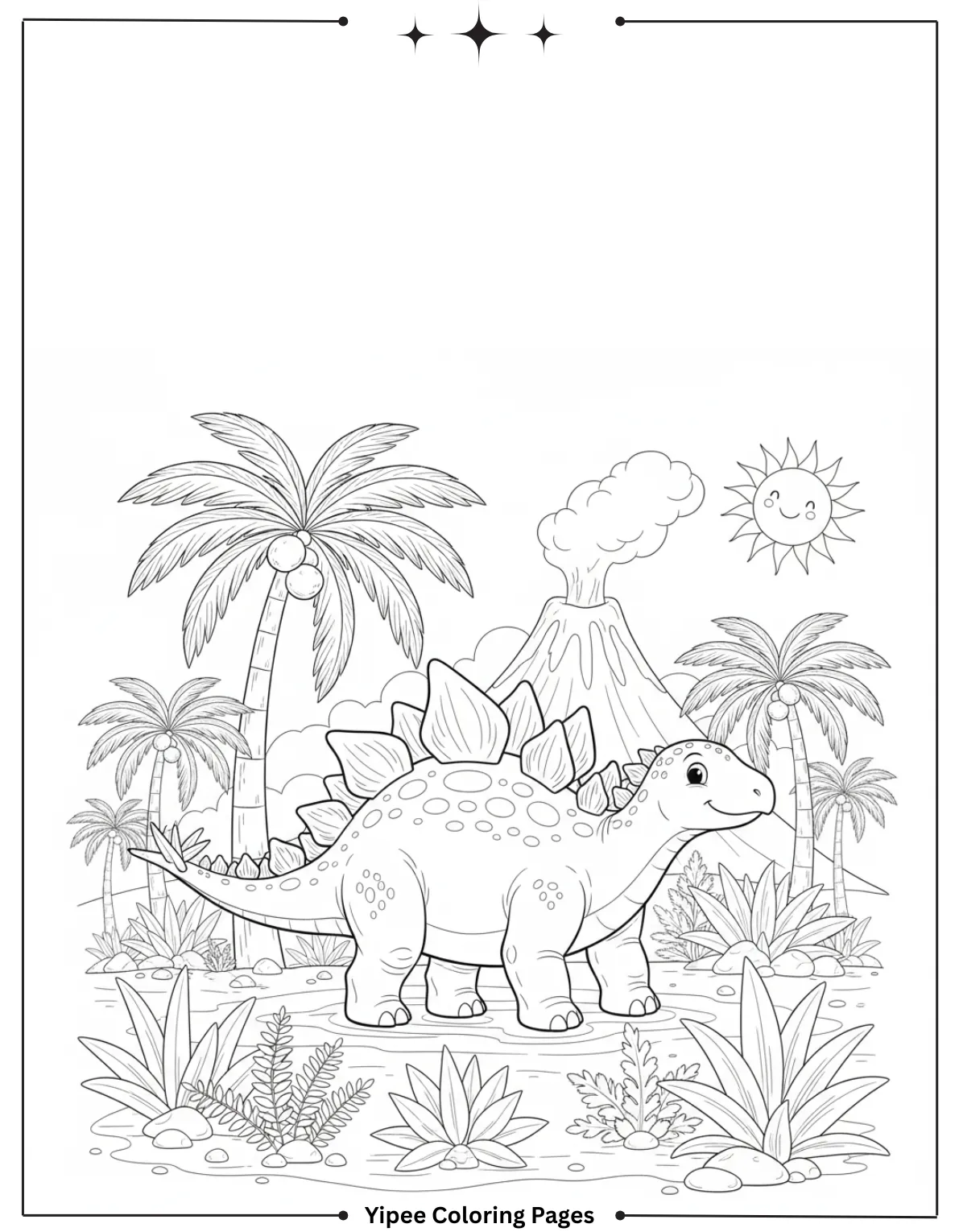Stegosaurus Coloring Pages - Let’s Color a Dino Star! Stegosaurus in Prehistoric Times Coloring Page