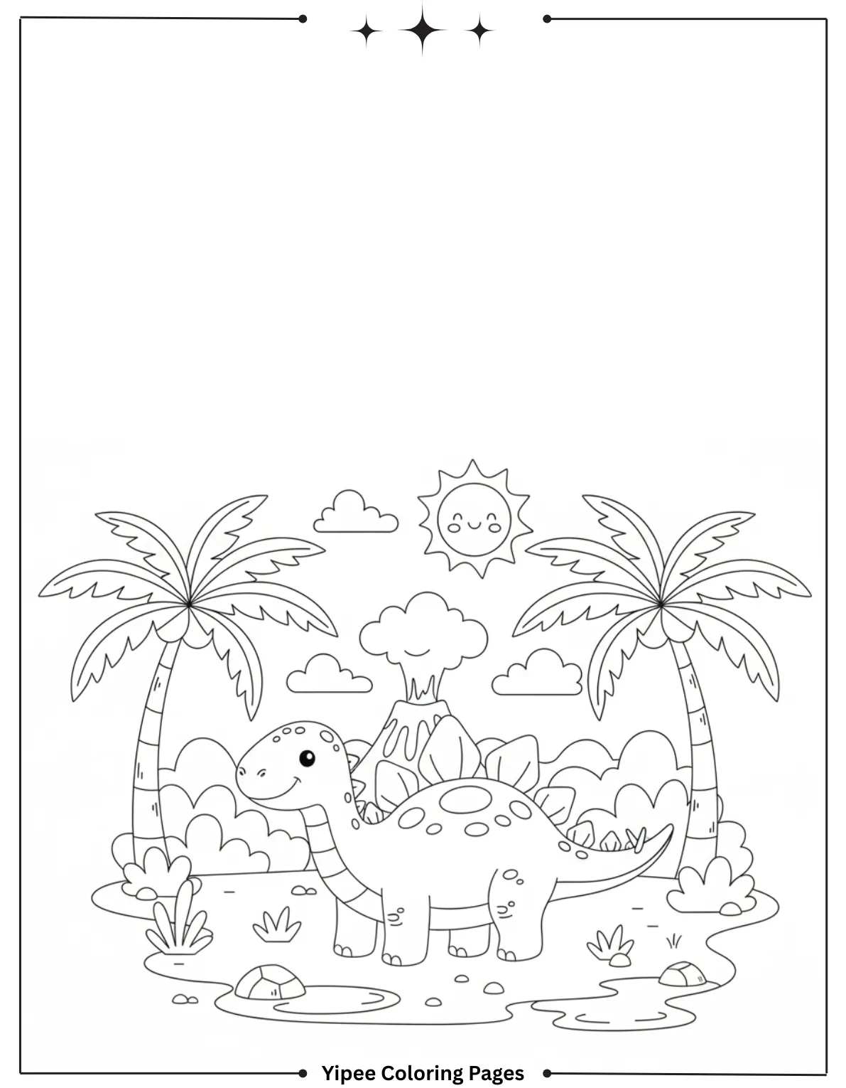 Stegosaurus Coloring Pages - Let’s Color a Dino Star! Stegosaurus in the Wild Coloring Page for Kids