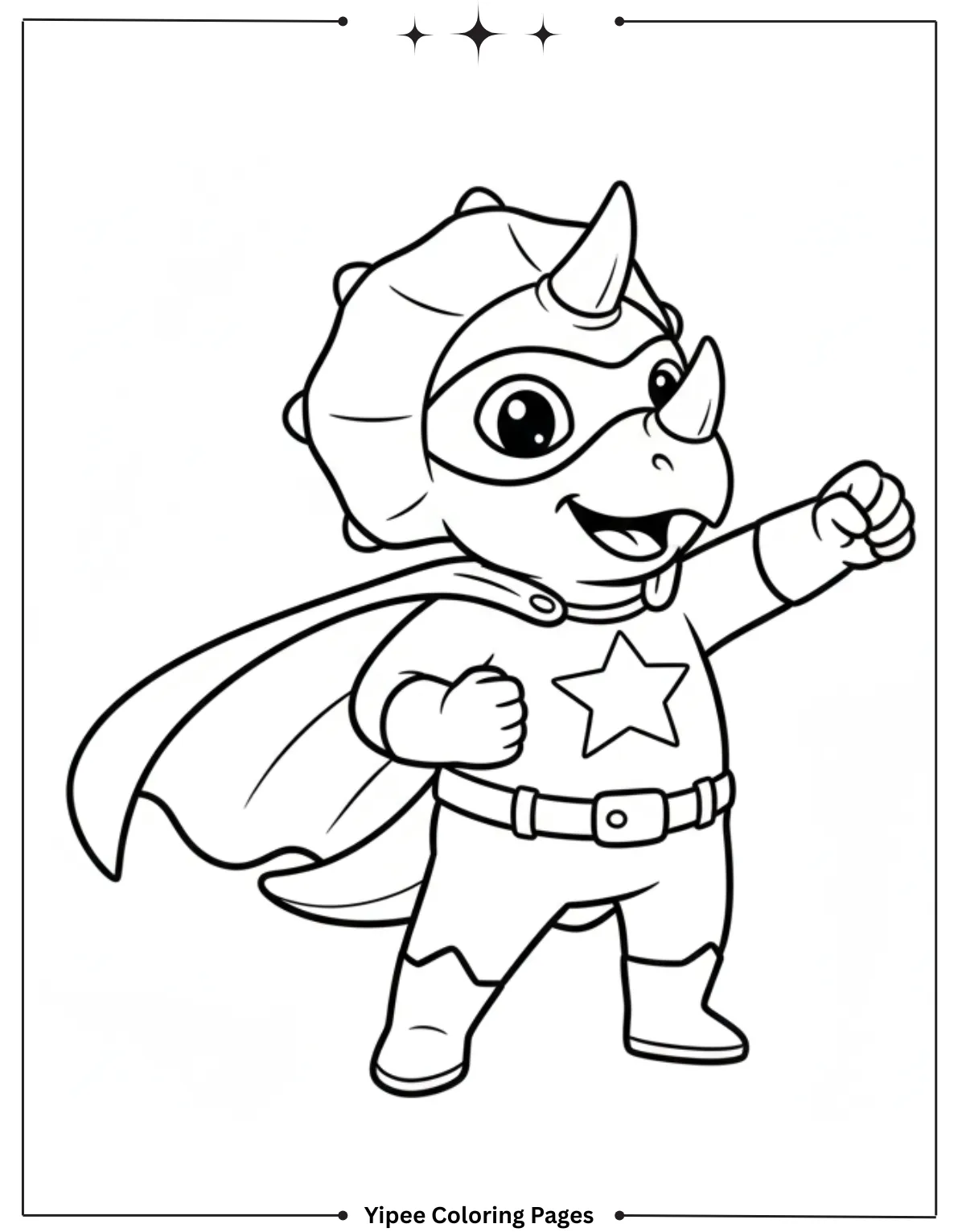 Superhero Triceratops Coloring Page for Kids