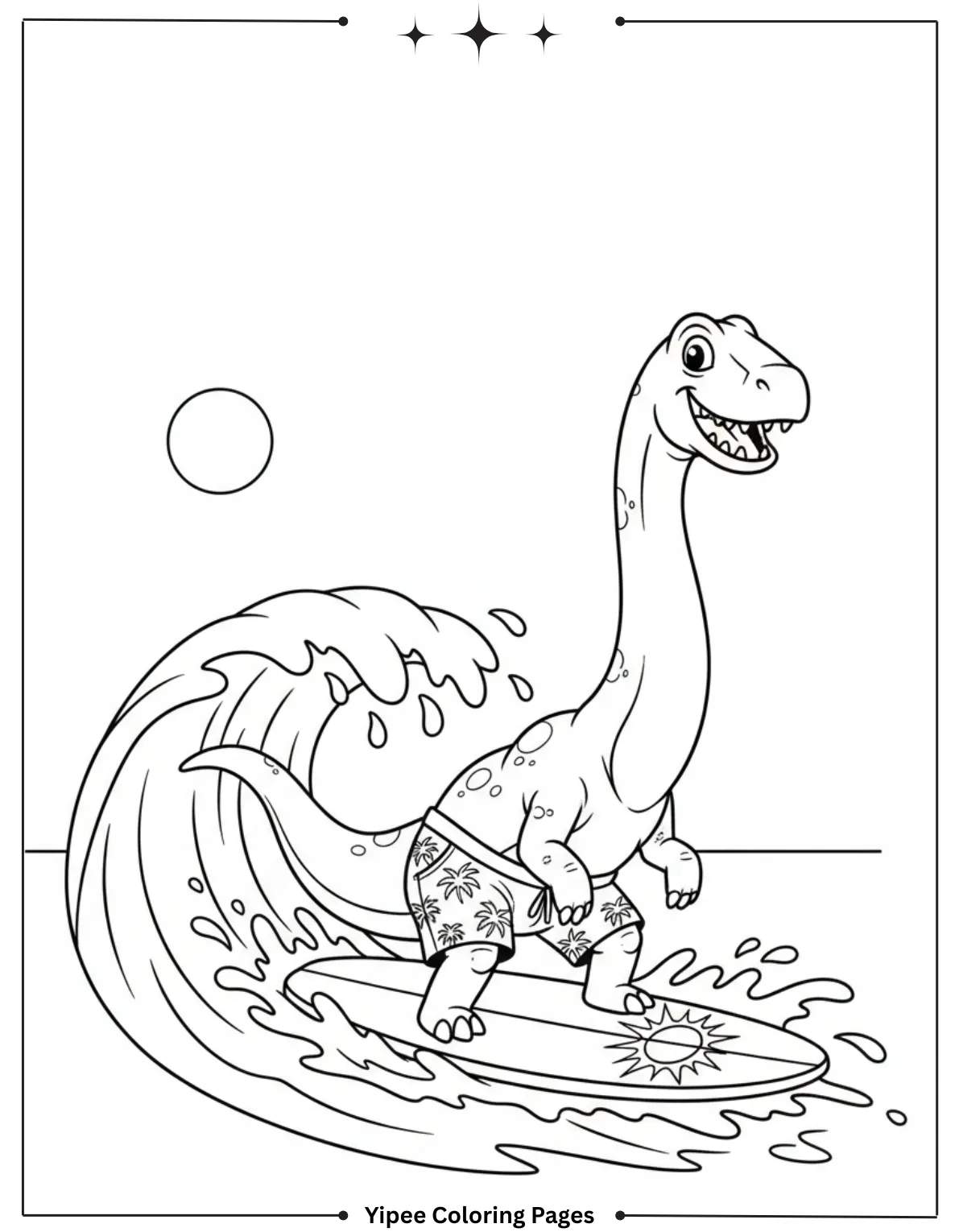Surfing Brachiosaurus Coloring Page
