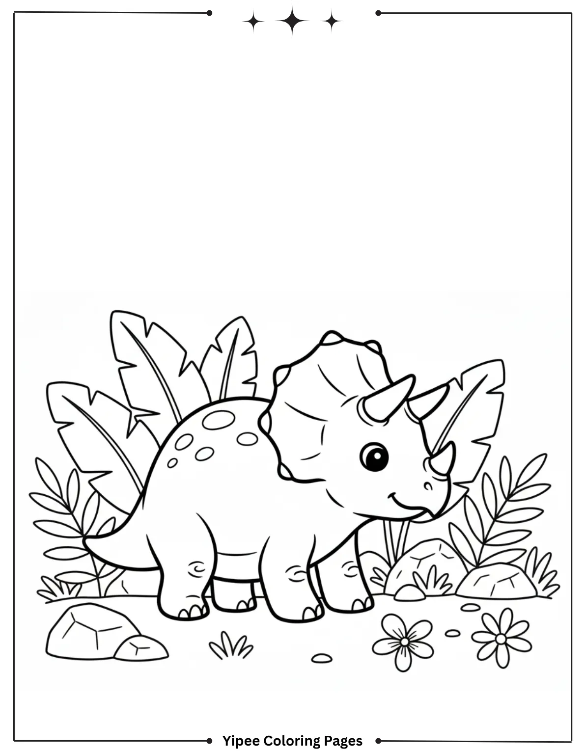 Triceratops in Nature Coloring Page
