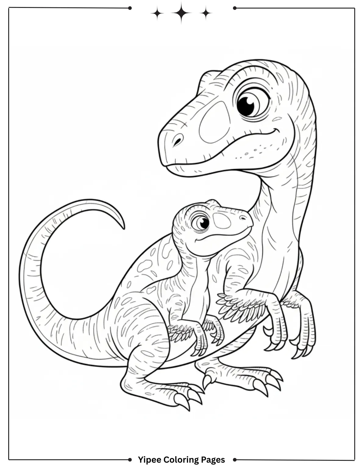 Roar and Color! Velociraptors Coloring Pages for Kids Velociraptor Family Coloring Sheet for Kids