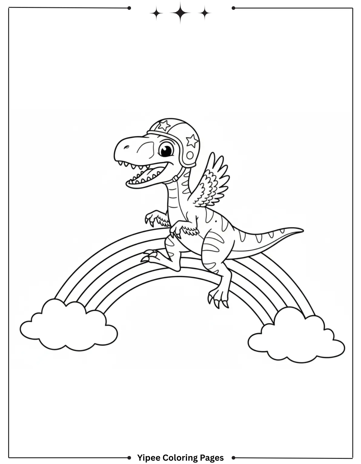 Roar and Color! Velociraptors Coloring Pages for Kids Velociraptor Slides Down Rainbow Coloring Page for Kids