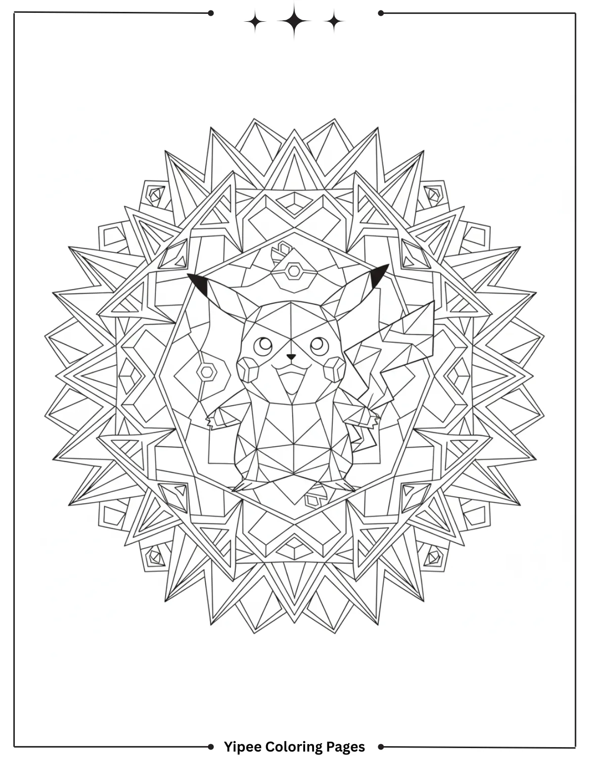 Pikachu Coloring Pages Free For Kids & Adults geometric Pikachu was a fun challenge to design