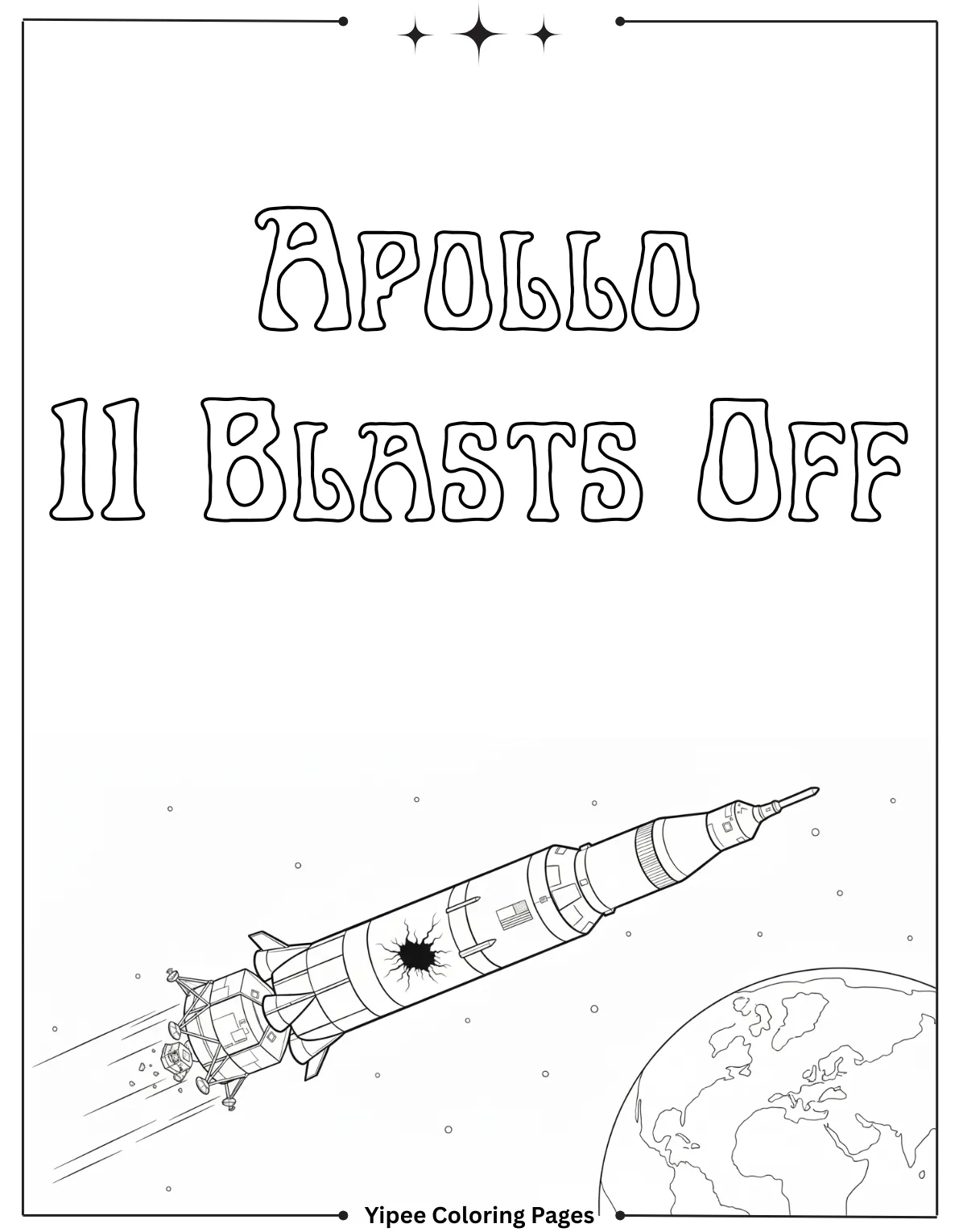 Apollo 11 Blasts Off Coloring Page