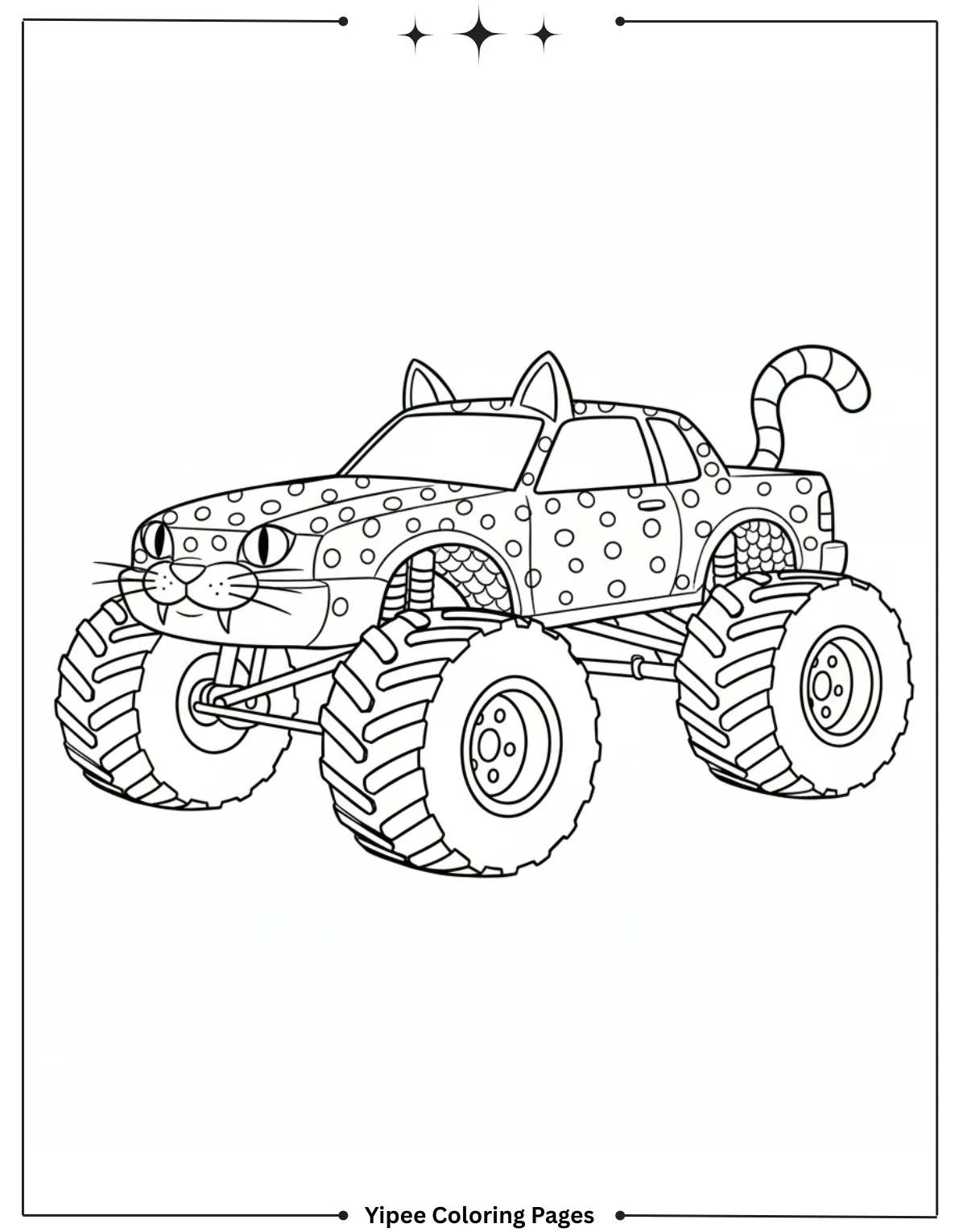 It’s Monster Truck Coloring Pages Time! Cat Monster Truck Coloring Page for Kids