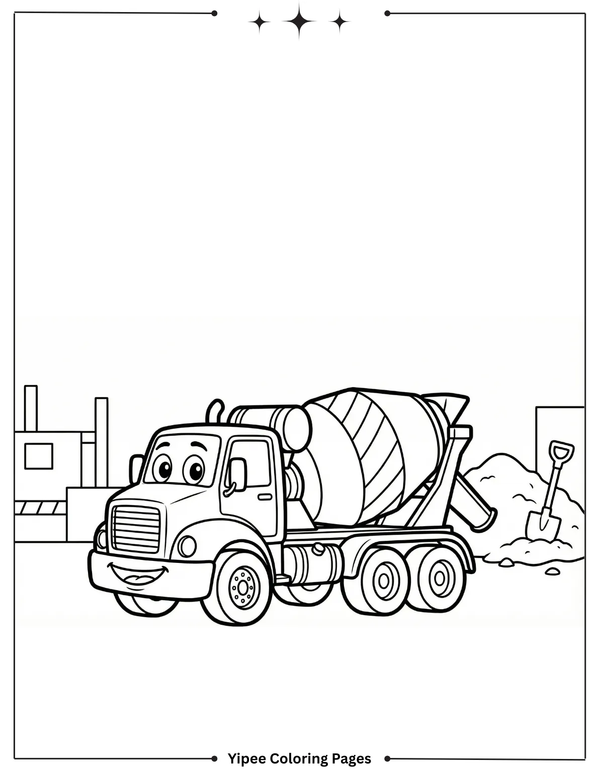 Construction Coloring Pages – Build, Color, and Learn with Creativity Cement Mixer Coloring Page for Kids