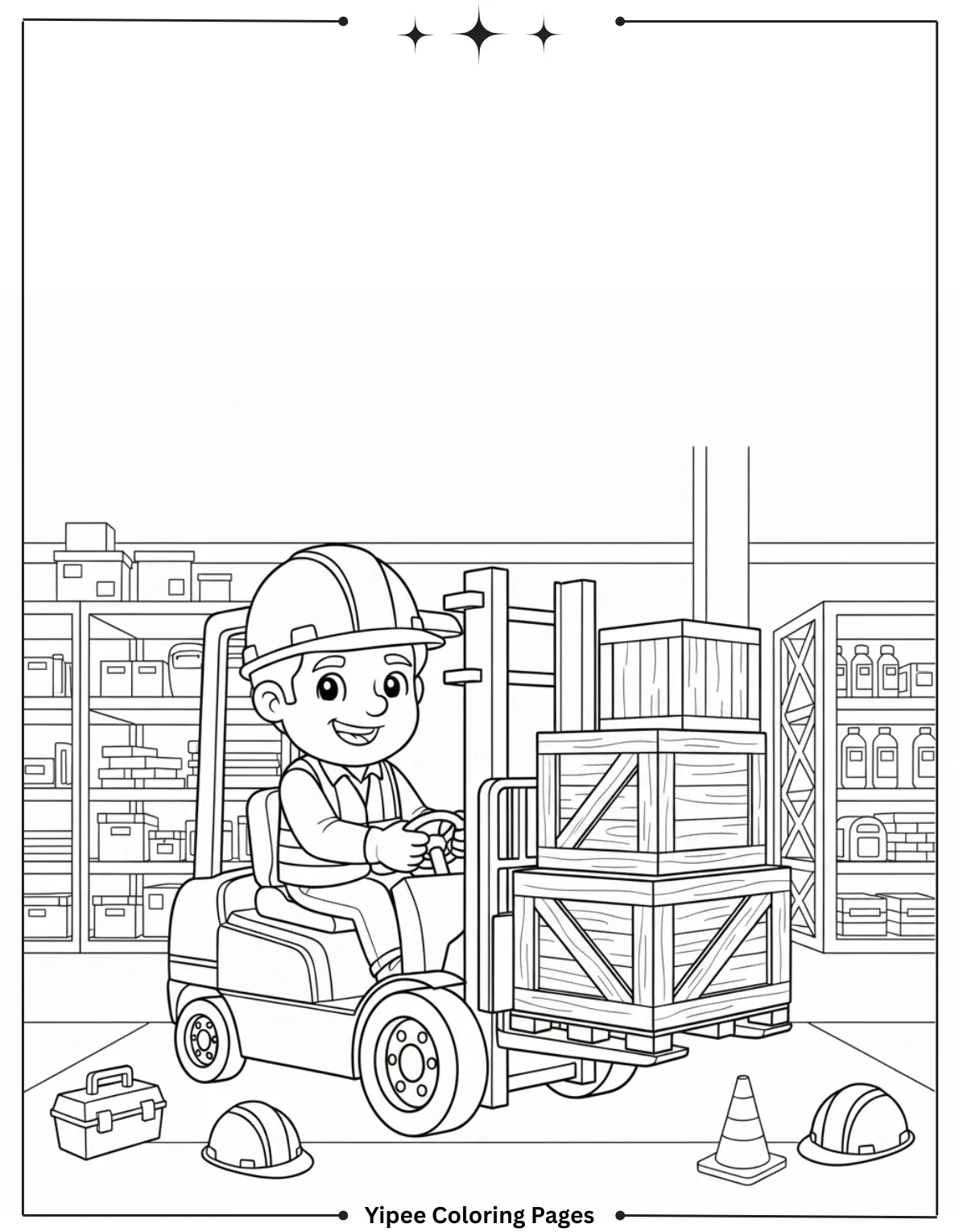 Construction Coloring Pages – Build, Color, and Learn with Creativity Construction Worker Driving Forklift Coloring Page