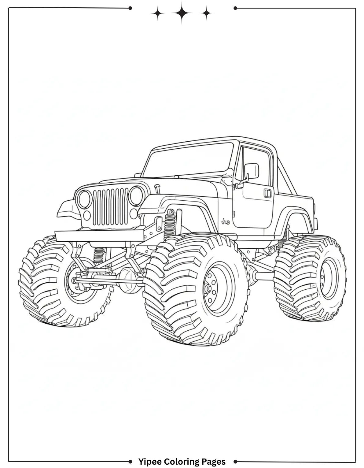 It’s Monster Truck Coloring Pages Time! Cute Monster car coloring page