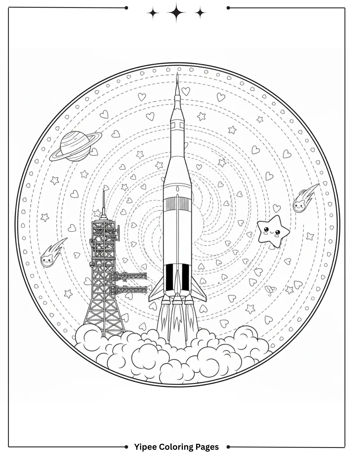 Detailed Apollo 11 Rocket Coloring Page
