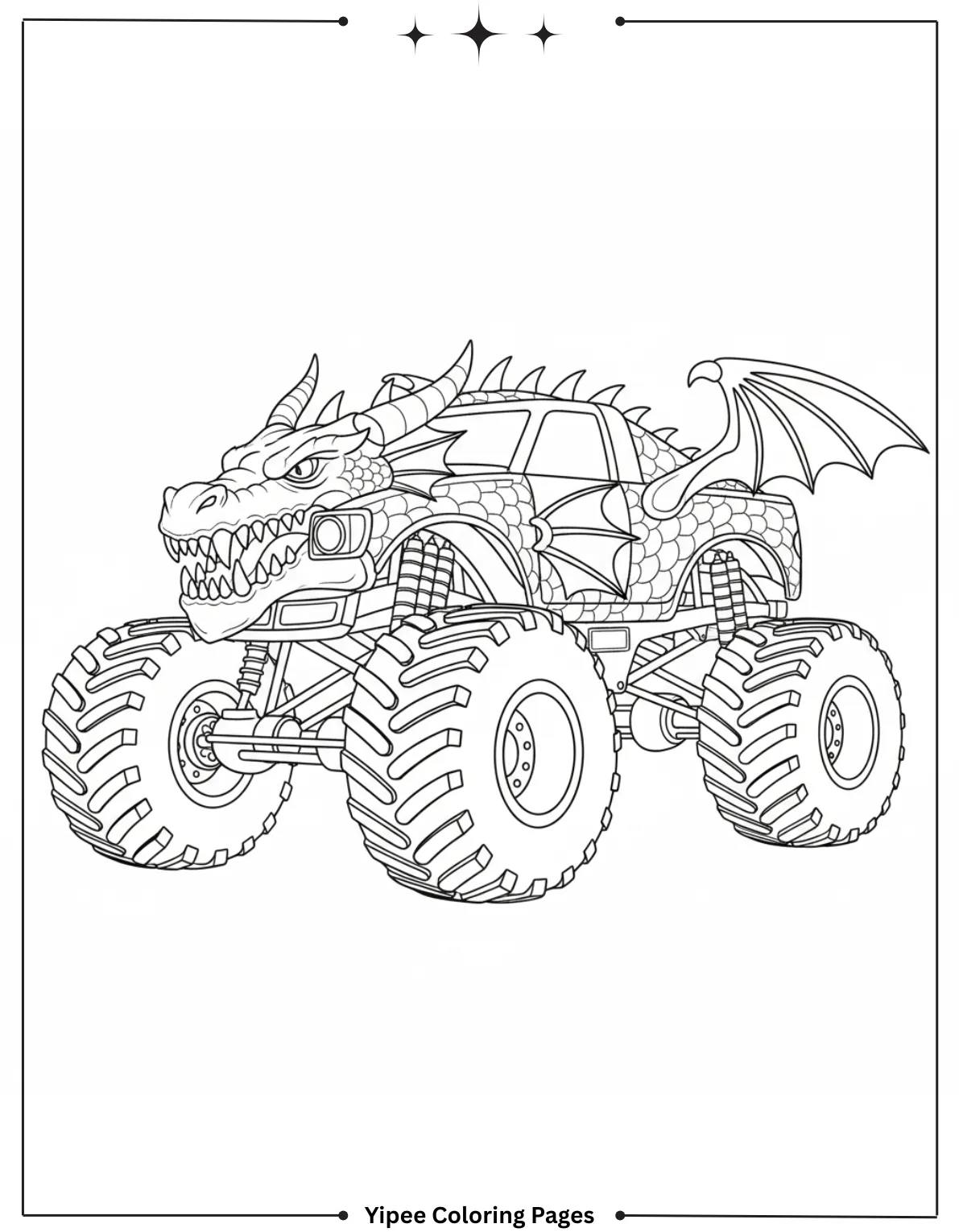 It’s Monster Truck Coloring Pages Time! Dragon Monster Truck Coloring Page
