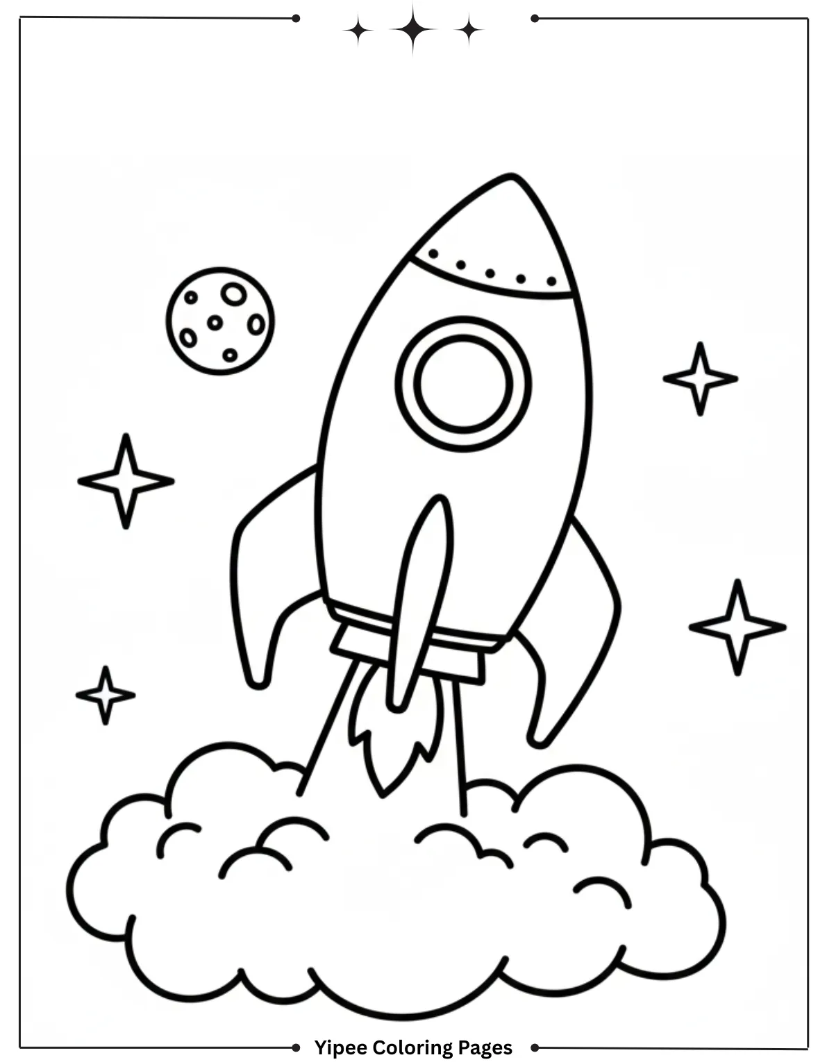 Easy to Color Rocket Coloring Page