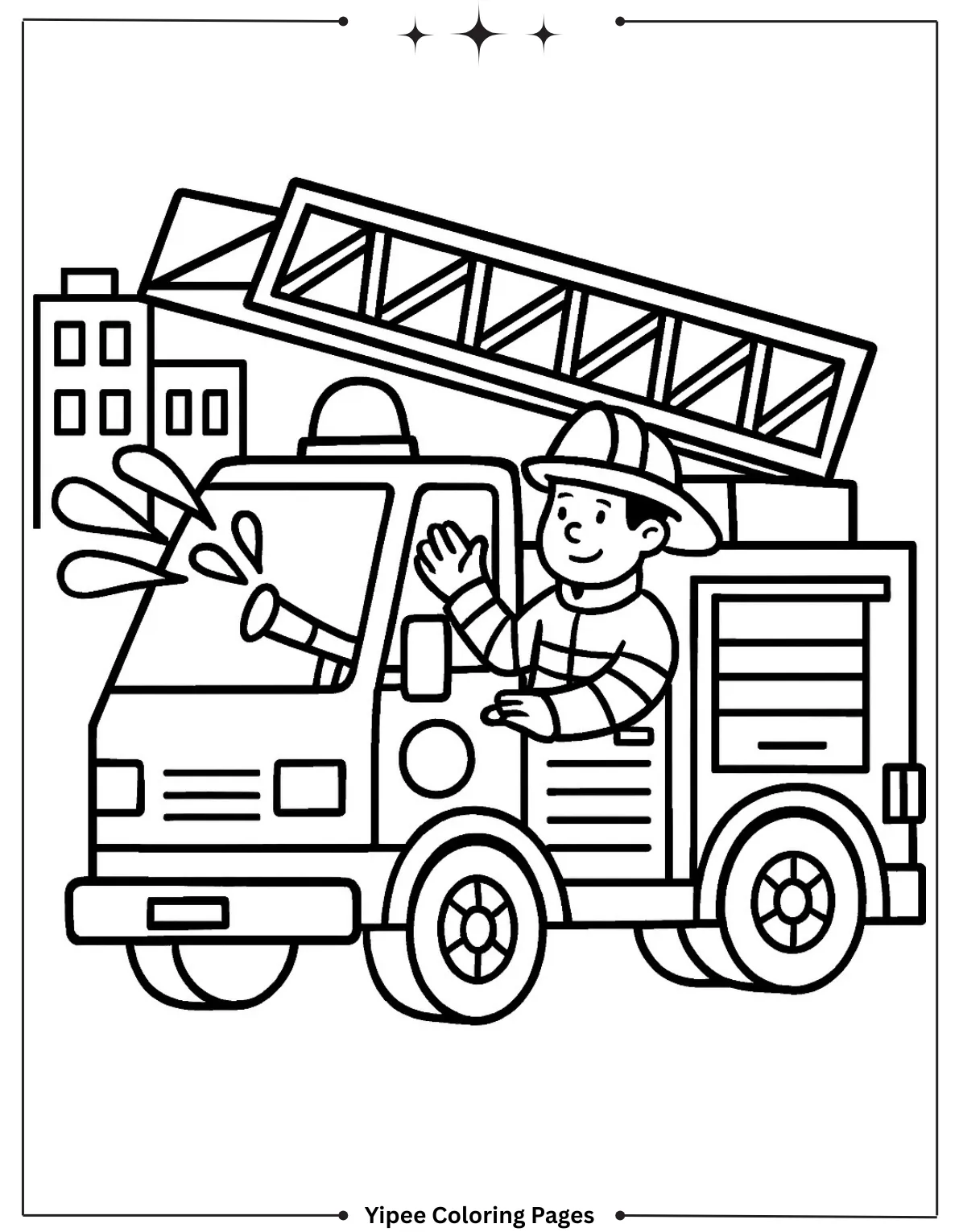 Fire Truck Coloring Pages – Exciting & Free Printables Fire Truck Putting out Fire Coloring Page