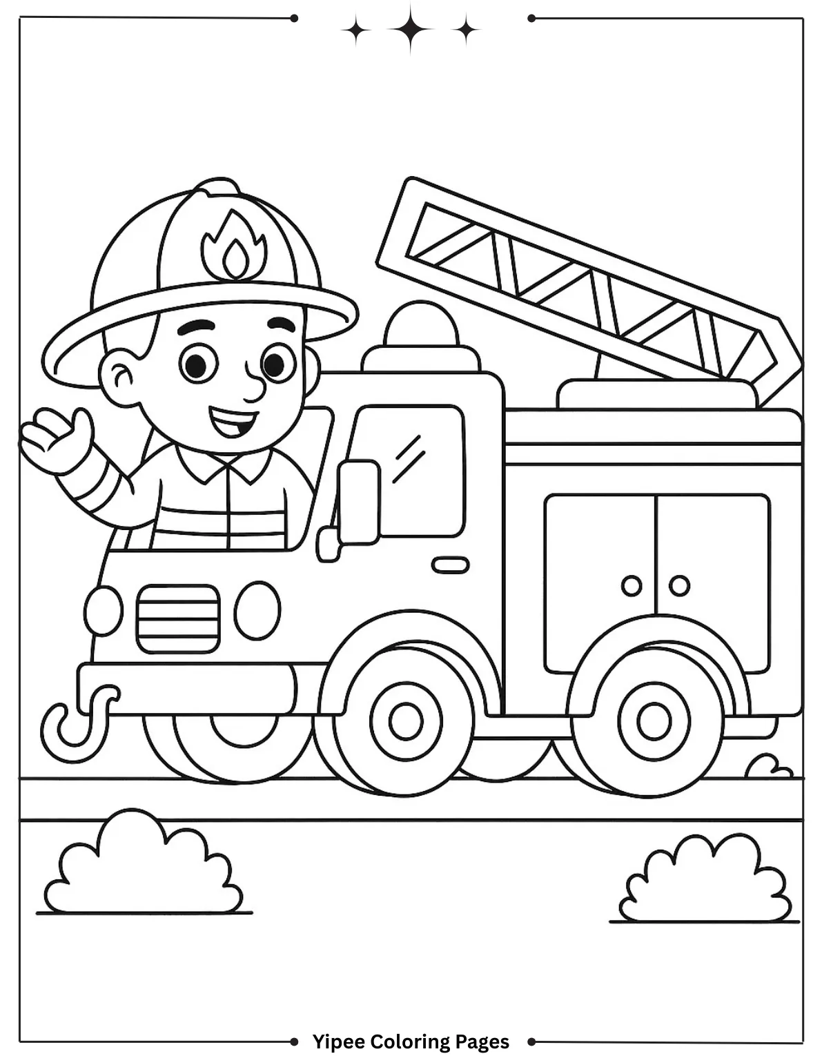 Fire Truck Coloring Pages – Exciting & Free Printables Firefighter Spraying Water from House Coloring Page