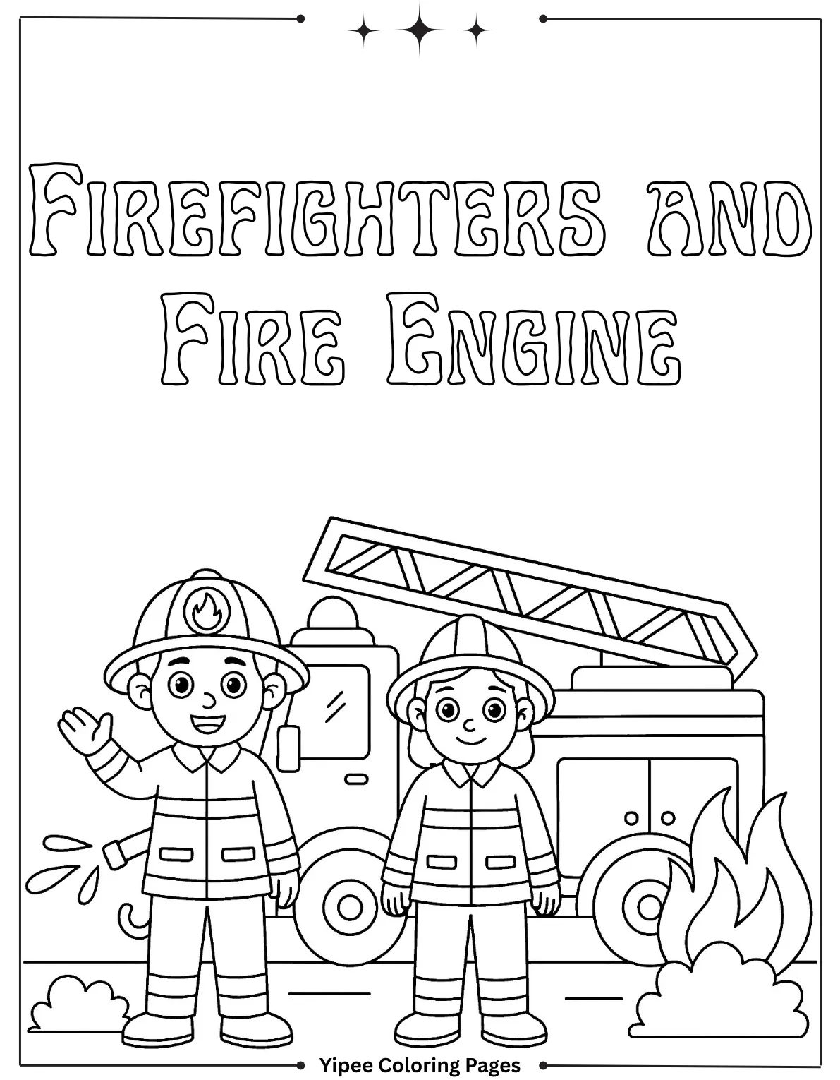 Fire Truck Coloring Pages – Exciting & Free Printables Firefighters and Fire Engine Coloring Page