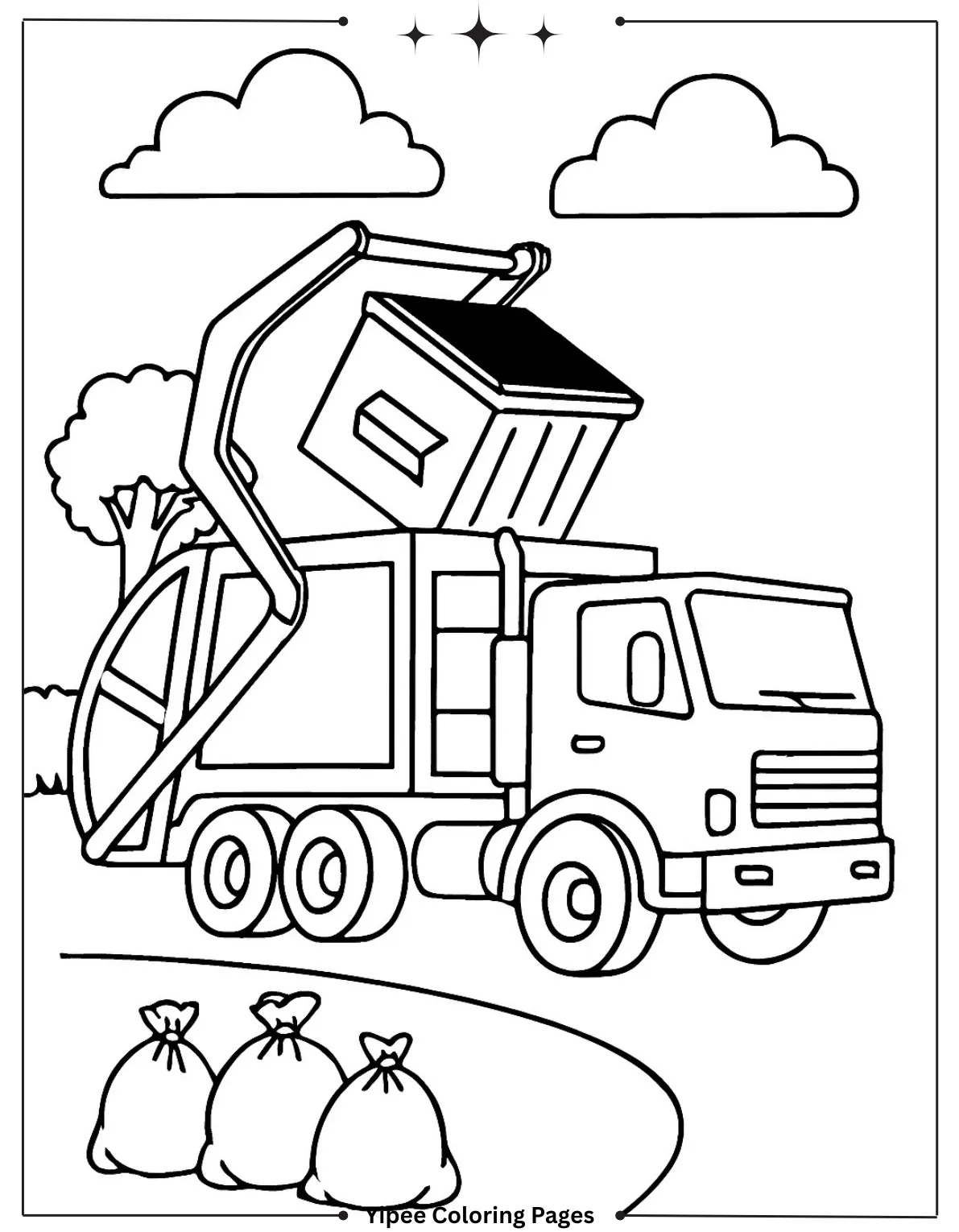 Fun Garbage Truck Coloring Pages to Print Garbage Truck Lifting Dumpster Coloring Page