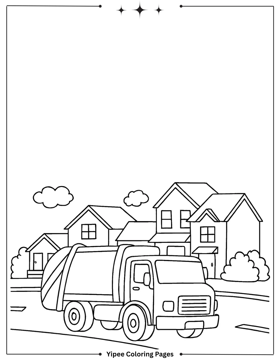 Fun Garbage Truck Coloring Pages to Print Garbage Truck with Trash Bags Coloring Page