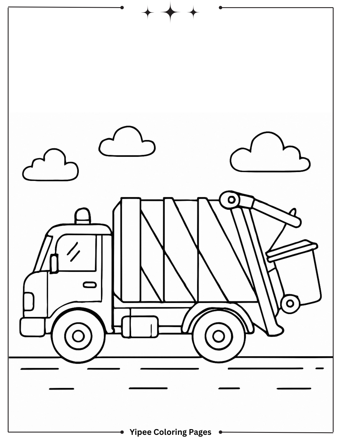 Fun Garbage Truck Coloring Pages to Print Garbage Truck on the Road Coloring Page