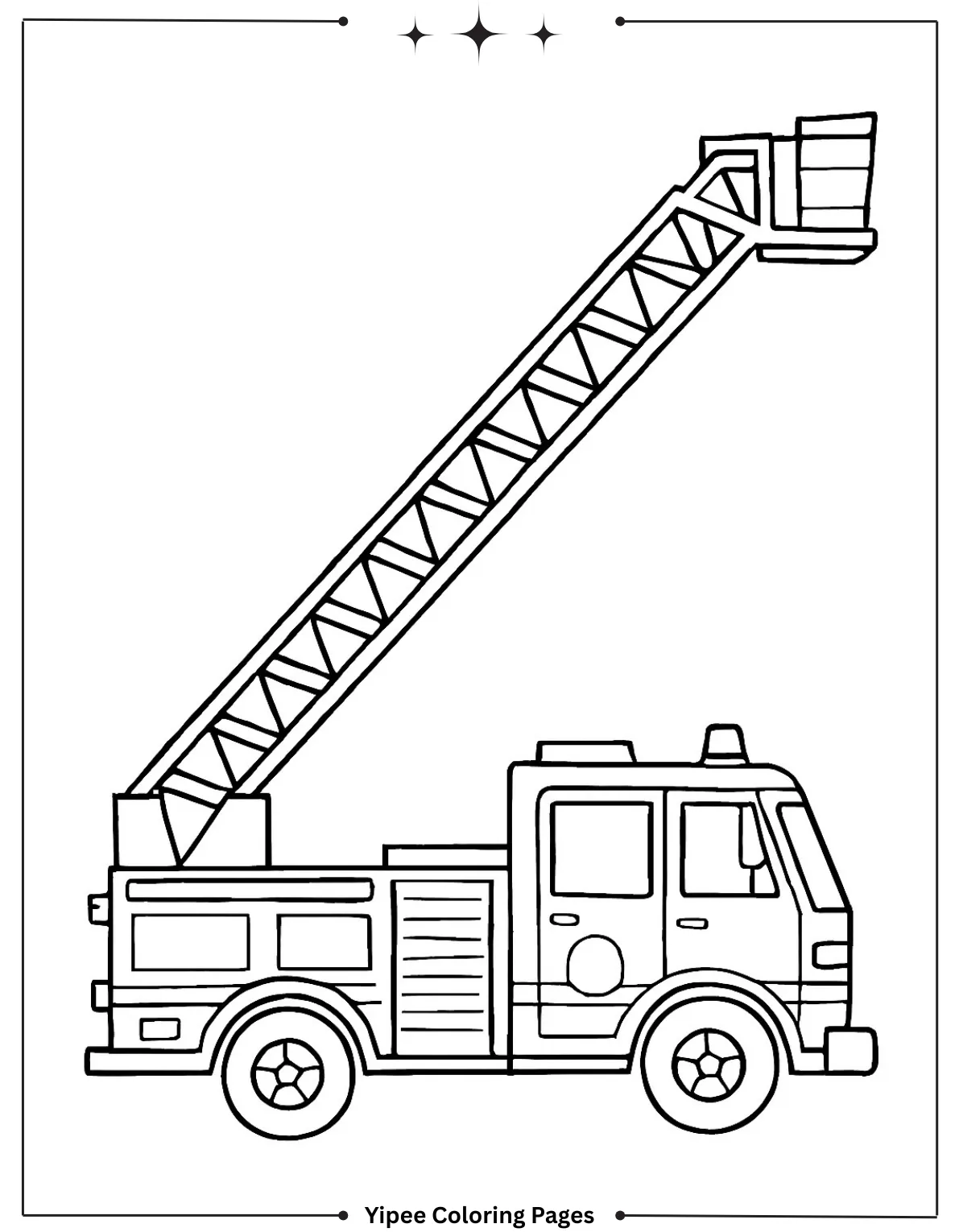 Fire Truck Coloring Pages – Exciting & Free Printables Ladder Up on Hook and Ladder Truck Coloring Page