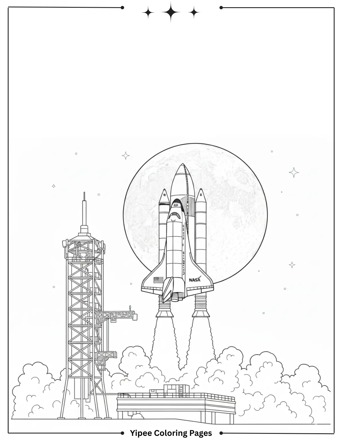 NASA Saturn V Rocket Launch Coloring Page