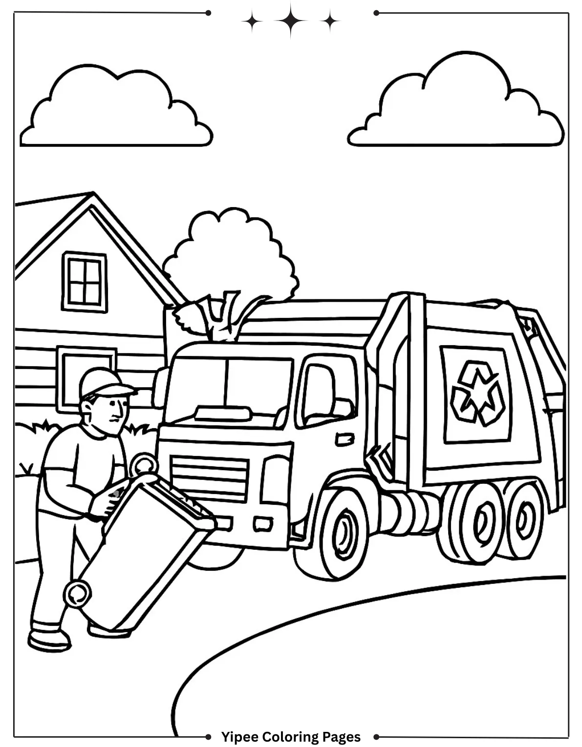 Fun Garbage Truck Coloring Pages to Print Garbage Truck Lifting Trash Can Coloring Page
