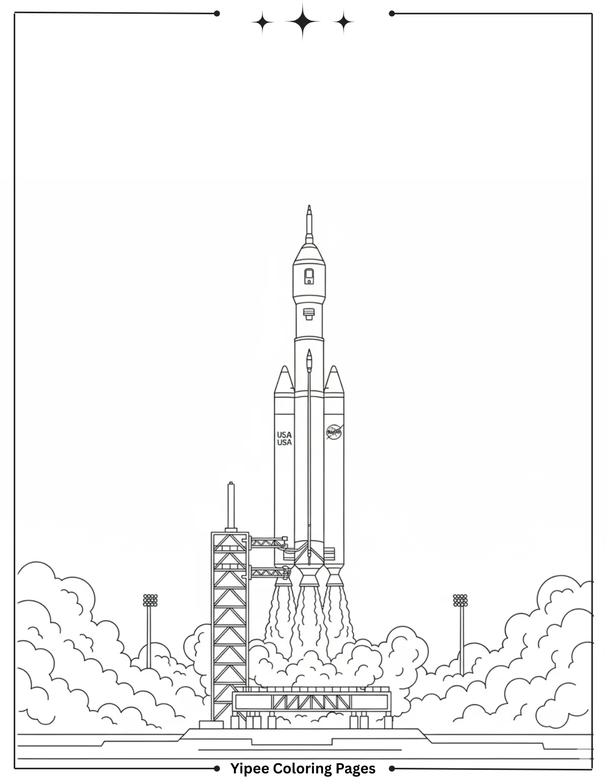Retro Rocket Coloring Page