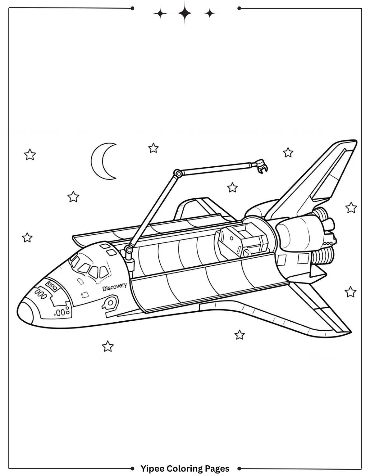 Space Shuttle Discovery in Space Coloring Page