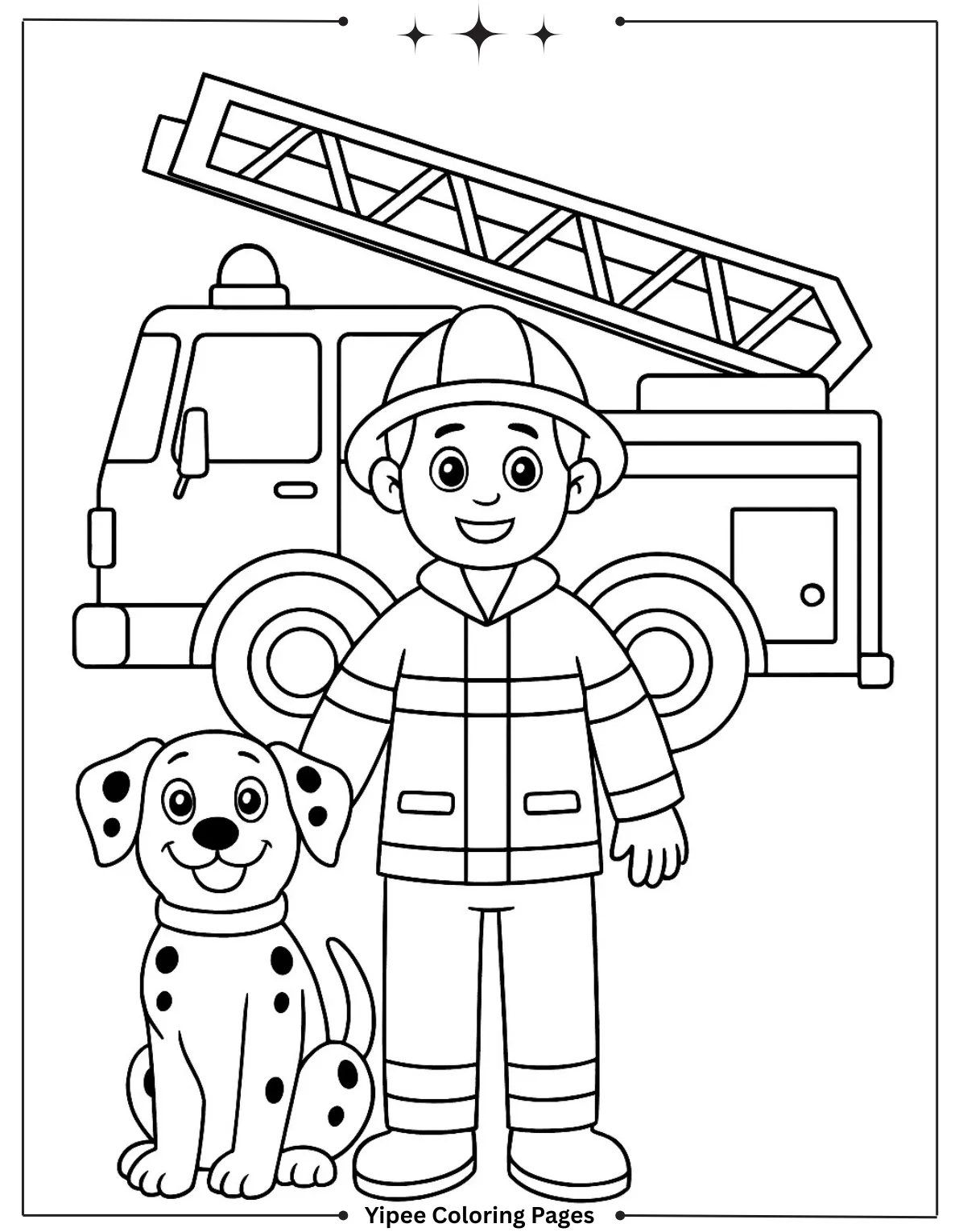 Fire Truck Coloring Pages – Exciting & Free Printables cute dog with fire truck coloring page