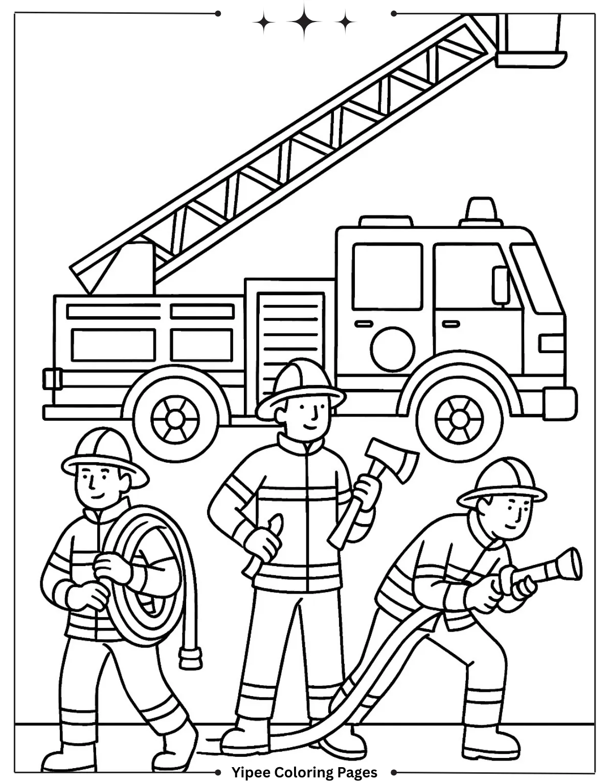 Fire Truck Coloring Pages – Exciting & Free Printables fireman with fire truck coloring page