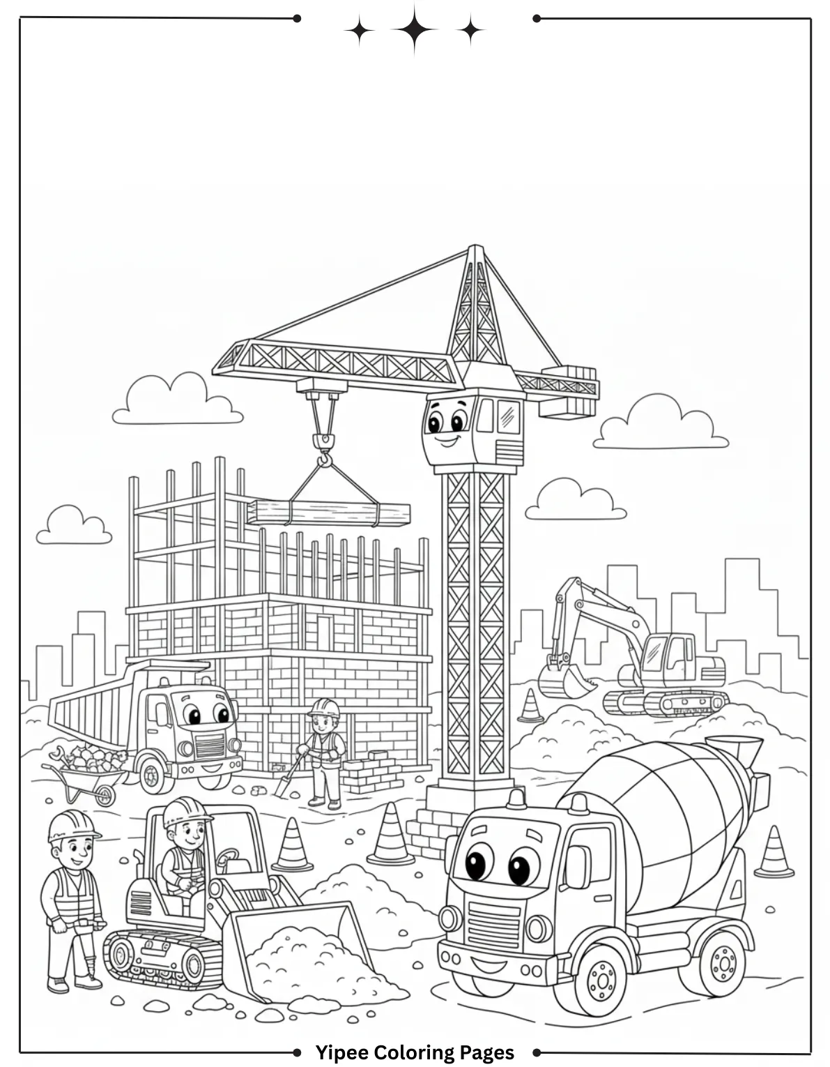 Construction Coloring Pages – Build, Color, and Learn with Creativity work at construction site coloring page