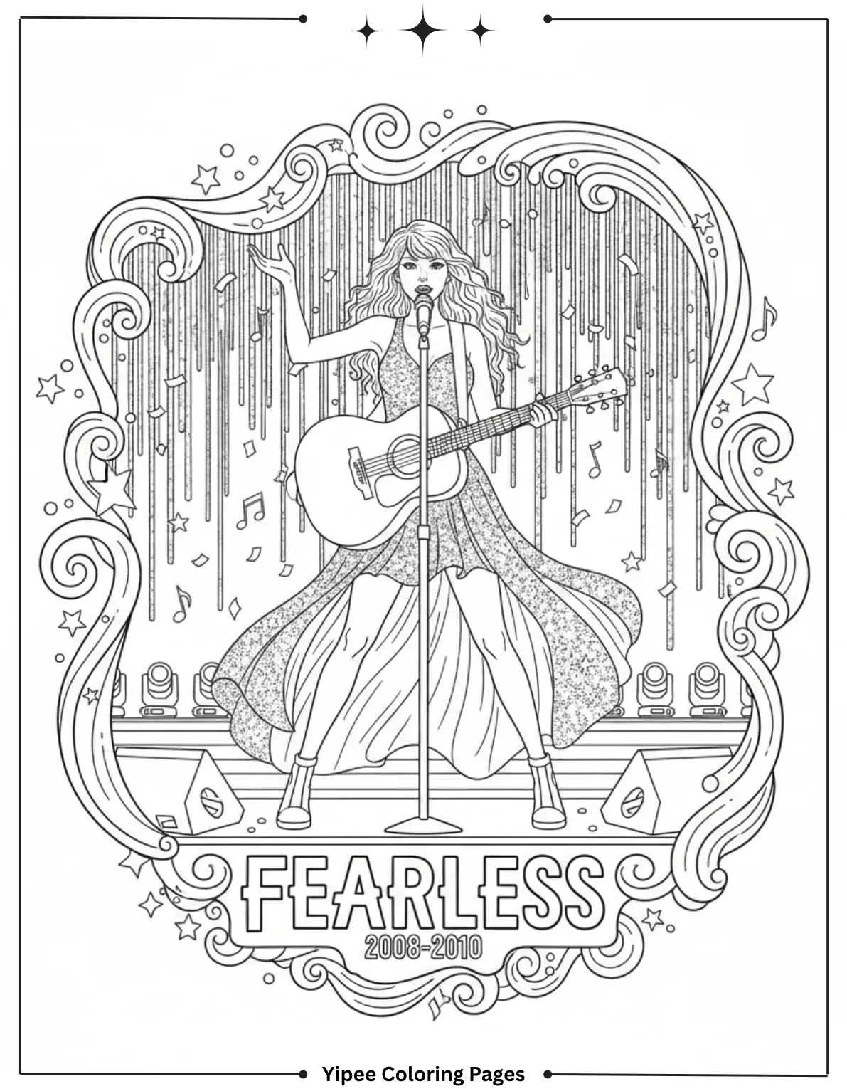 Taylor Swift Coloring Pages Fan Art Fun Coloring Page Of Taylor Swift In Fearless Tour