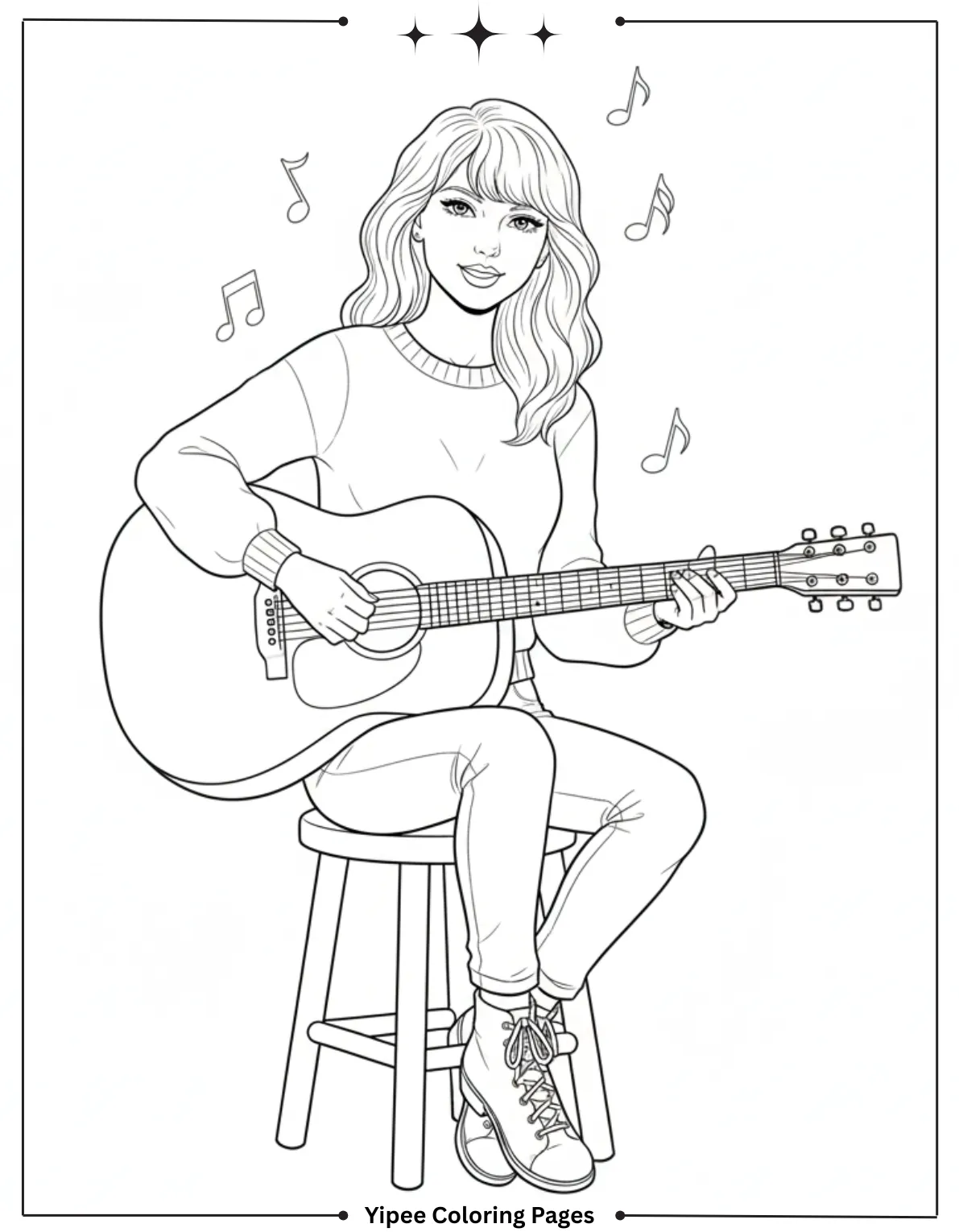 Taylor Swift Coloring Pages Fan Art Fun Coloring Sheet Of Taylor Swift Singing With Guitar