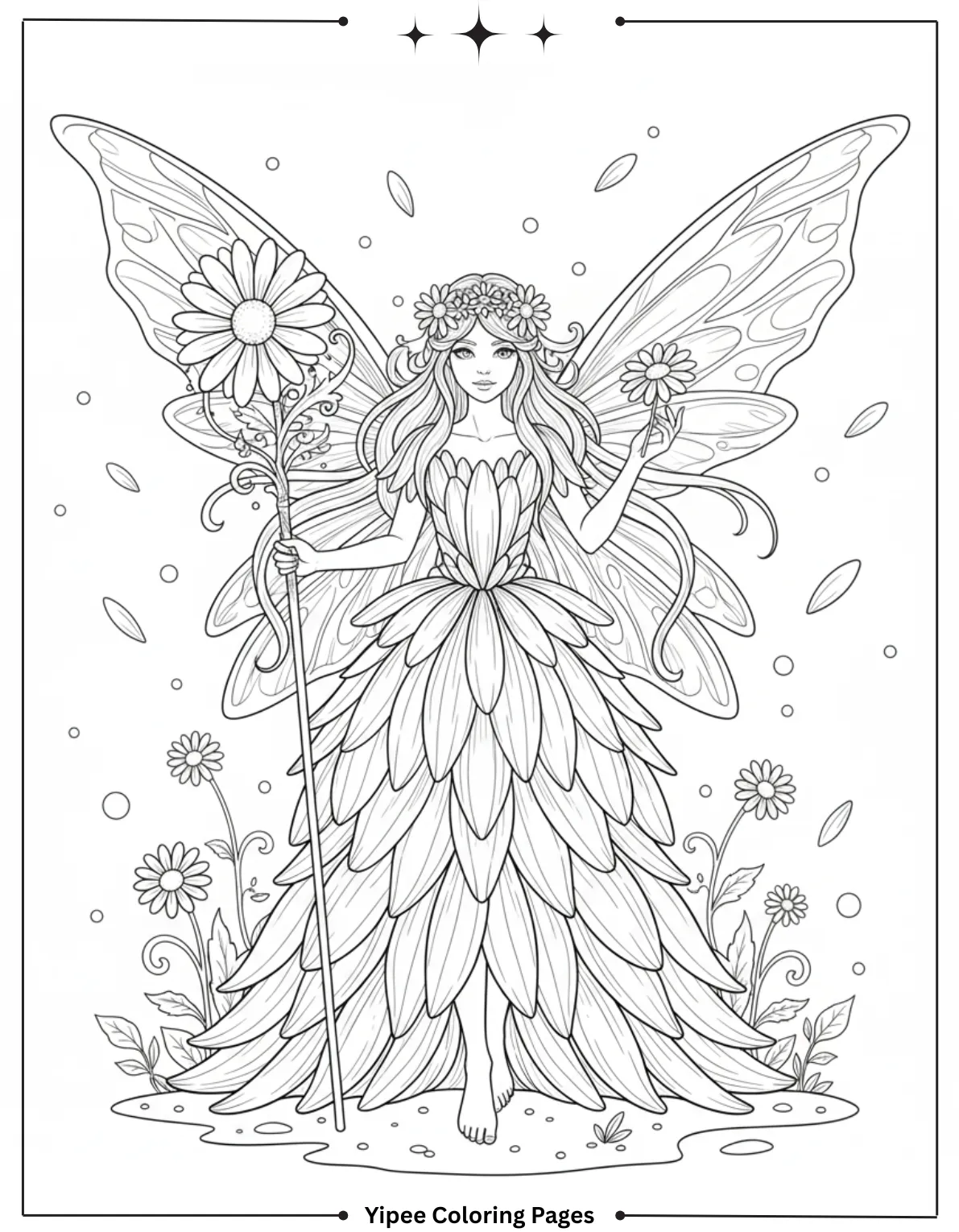 Daisy Flower Fairy Coloring Page