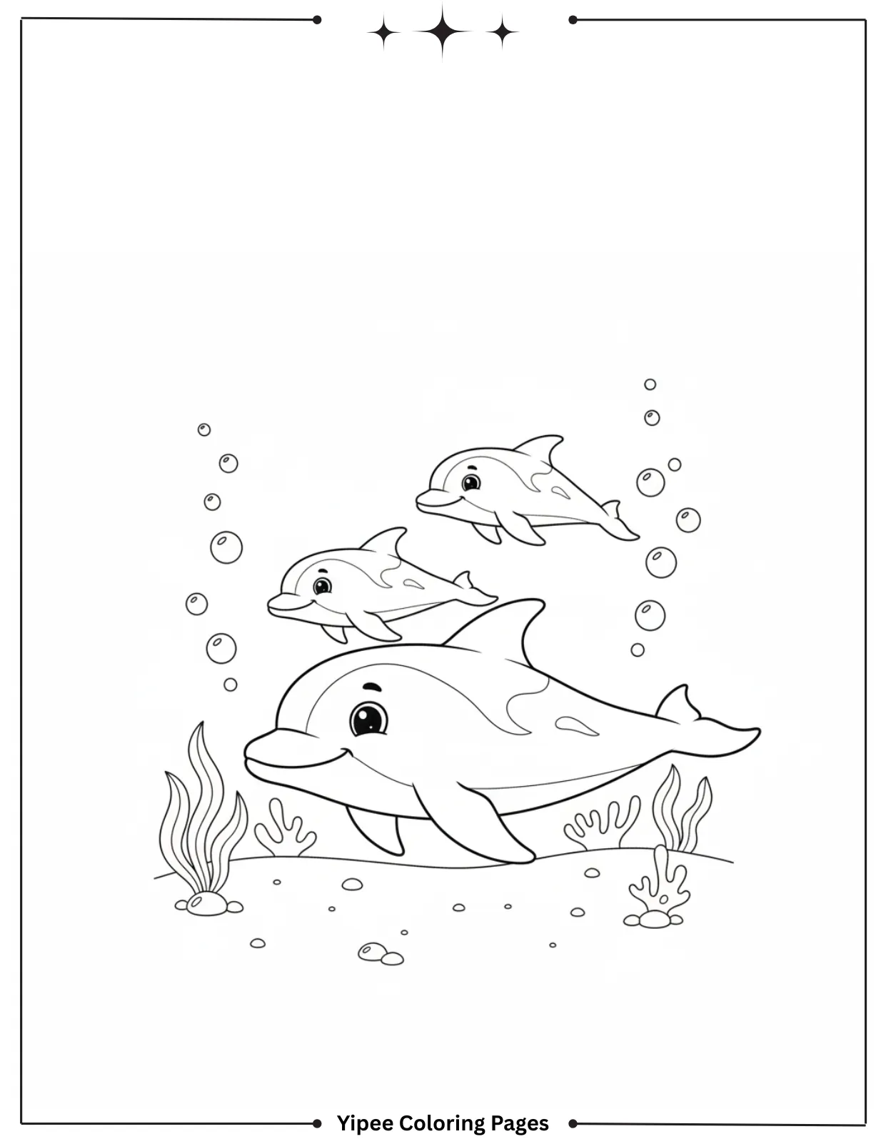 Sea Creatures Coloring Pages – Easy Ocean Designs Dolphin Pod Coloring Page