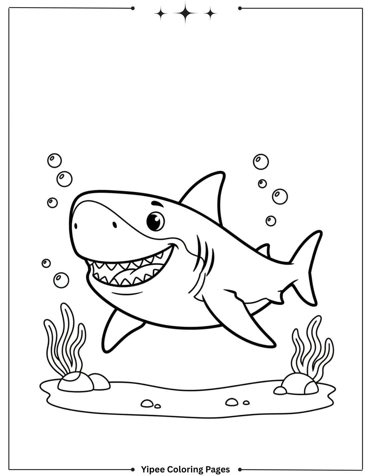 Sea Creatures Coloring Pages – Easy Ocean Designs Easy to Color Great White Shark Coloring Page