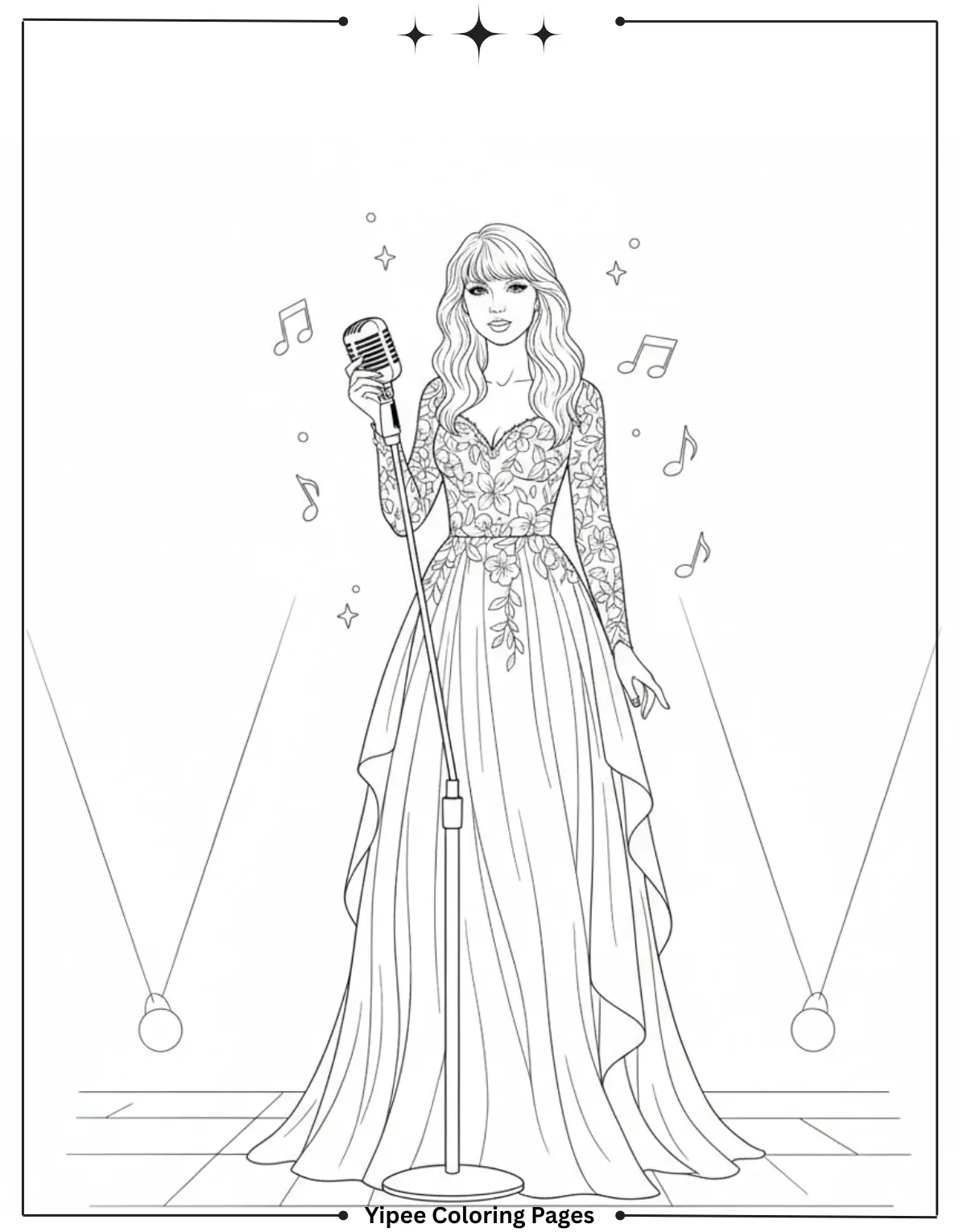 Taylor Swift Coloring Pages Fan Art Fun Elegant Taylor Swift Singing In A Casual Outfit Coloring Page For Kids