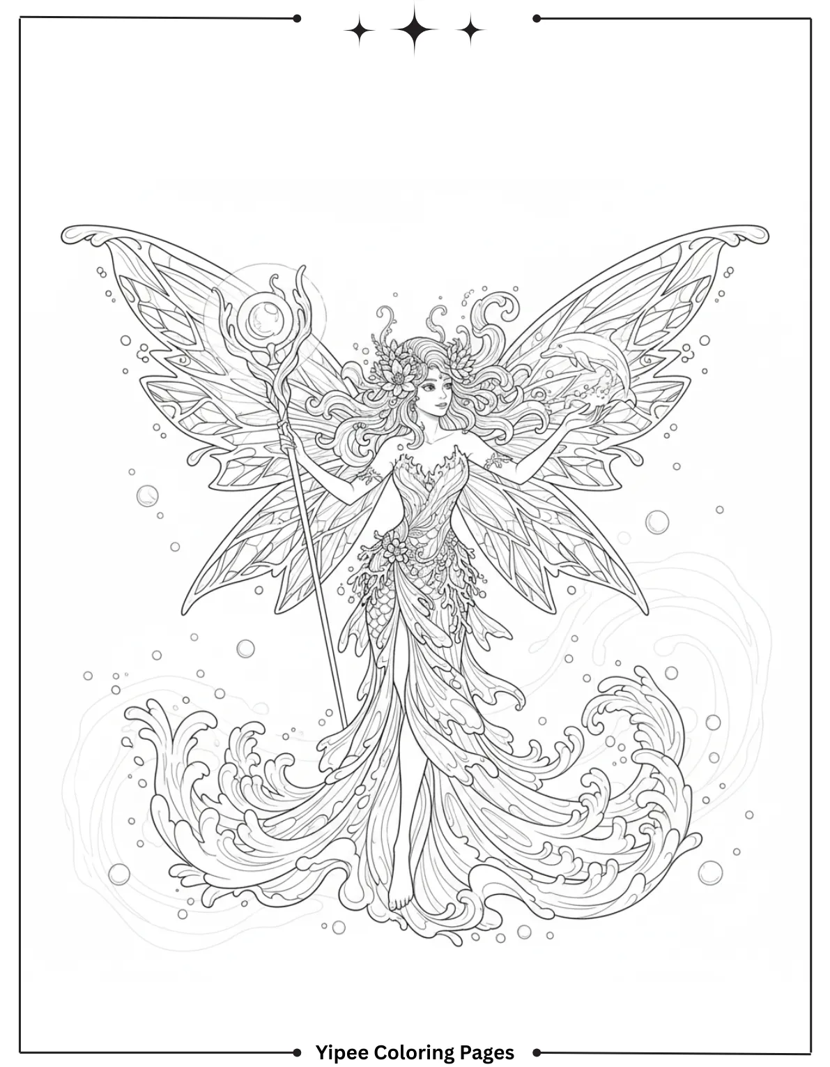 Elemental Water Fairy Coloring Page