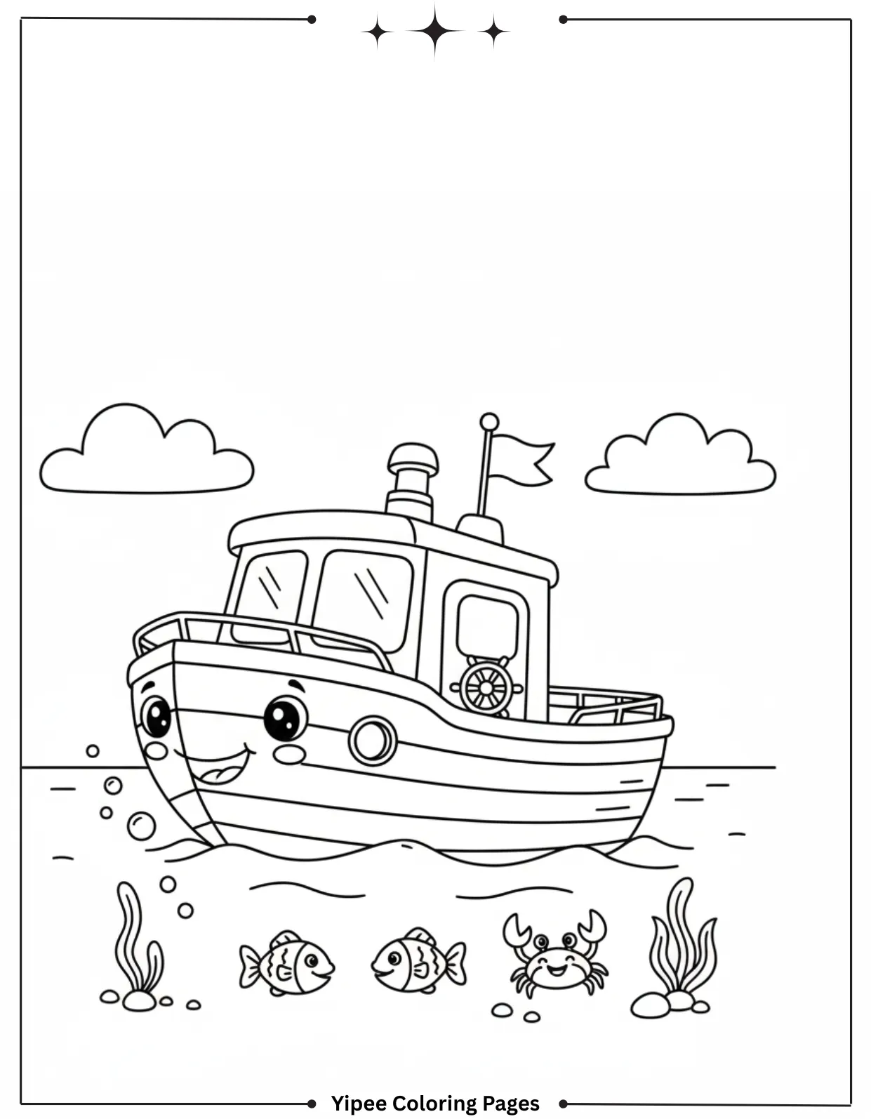 Fishing Boat Coloring Sheet for kids