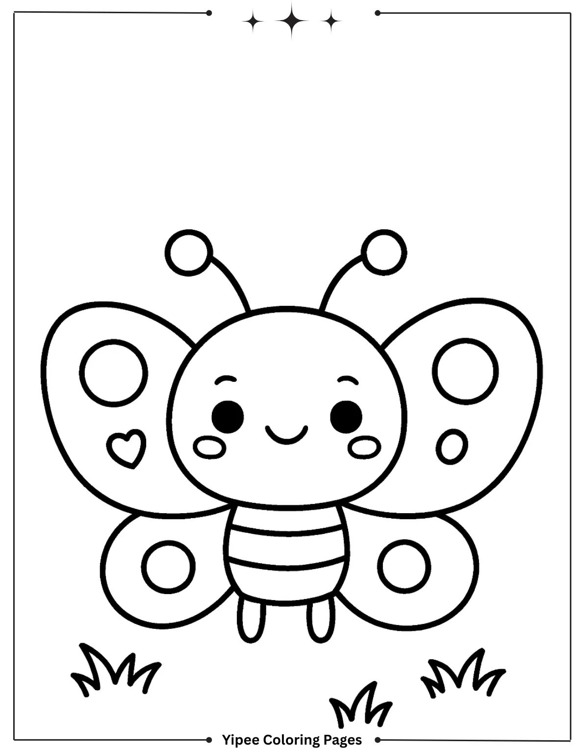 Butterfly Coloring Pages for Kids: Create Your Own Rainbow Wings! Kawaii Butterly Coloring Page for Kids