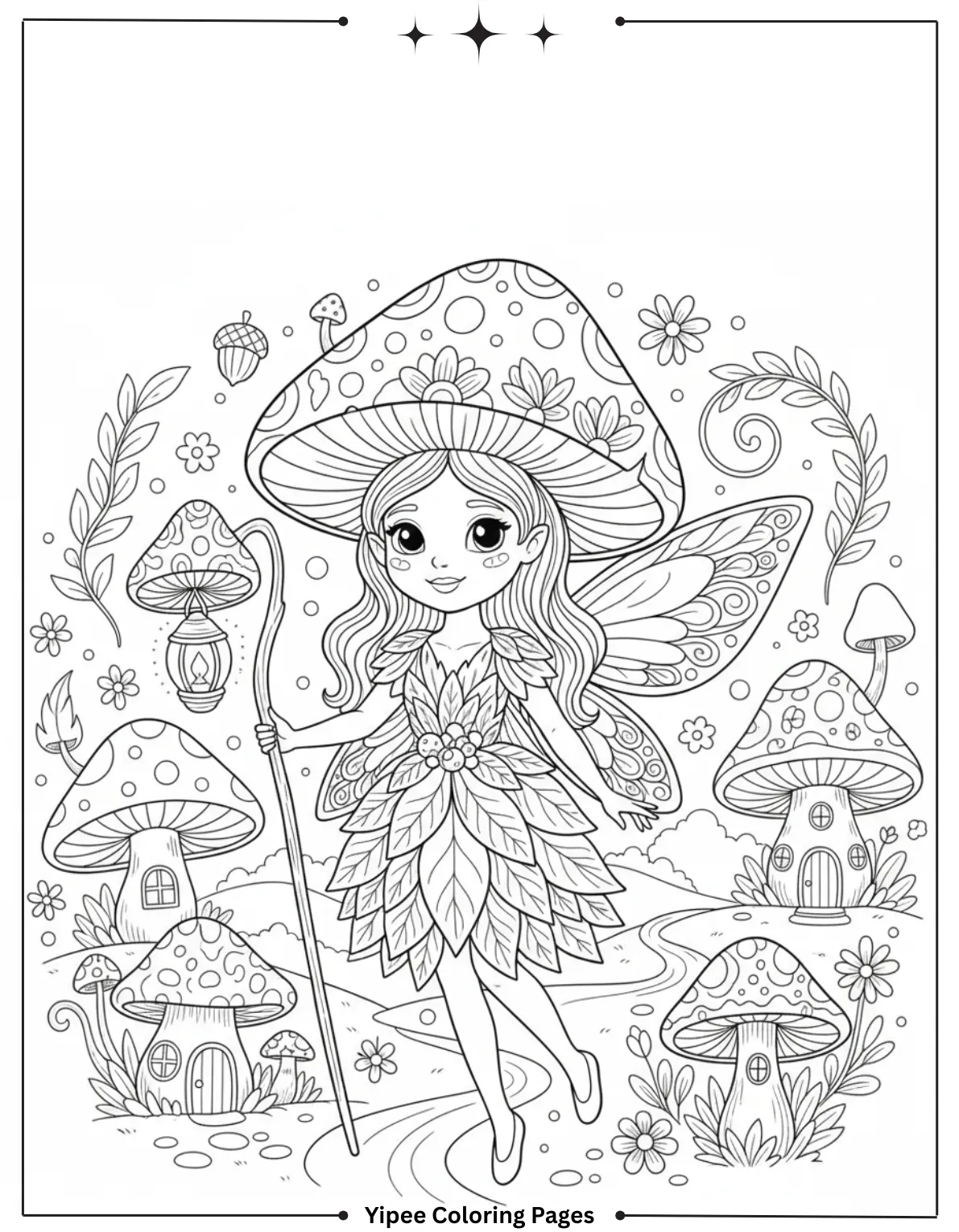 Mushroom Fairy Coloring Page