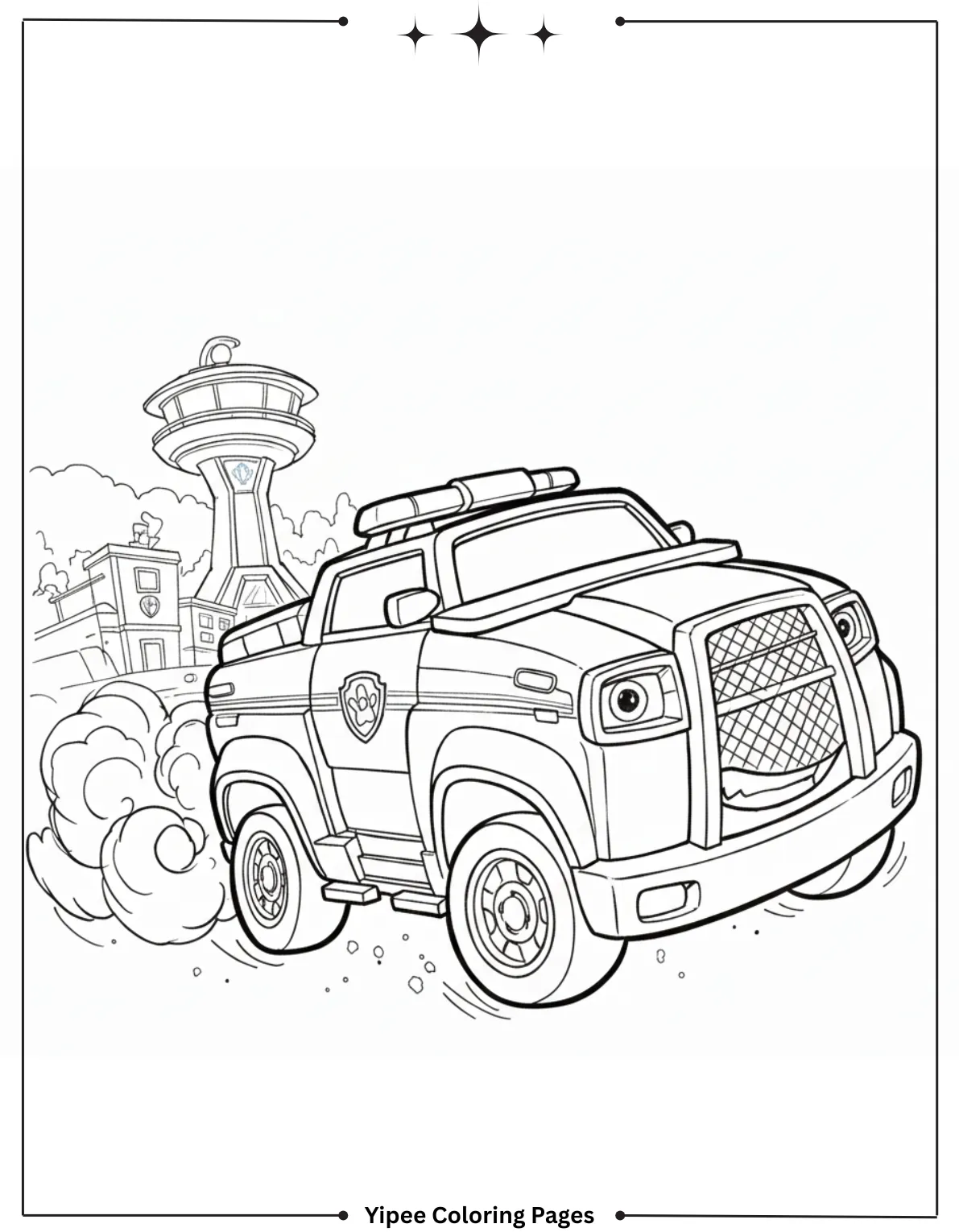 Paw Patrol Police Cruiser Coloring Page