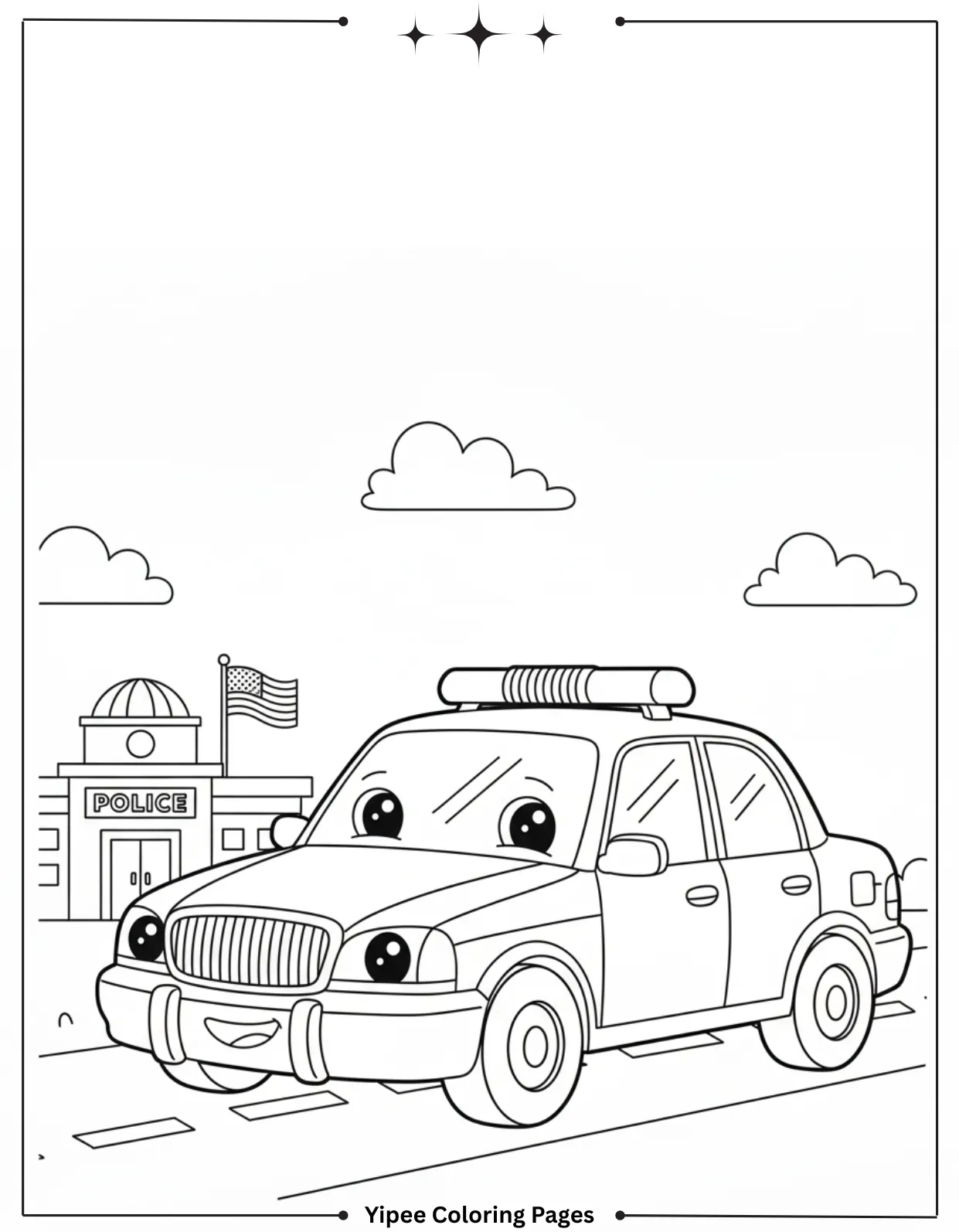 Police Car Coloring Sheet for kids