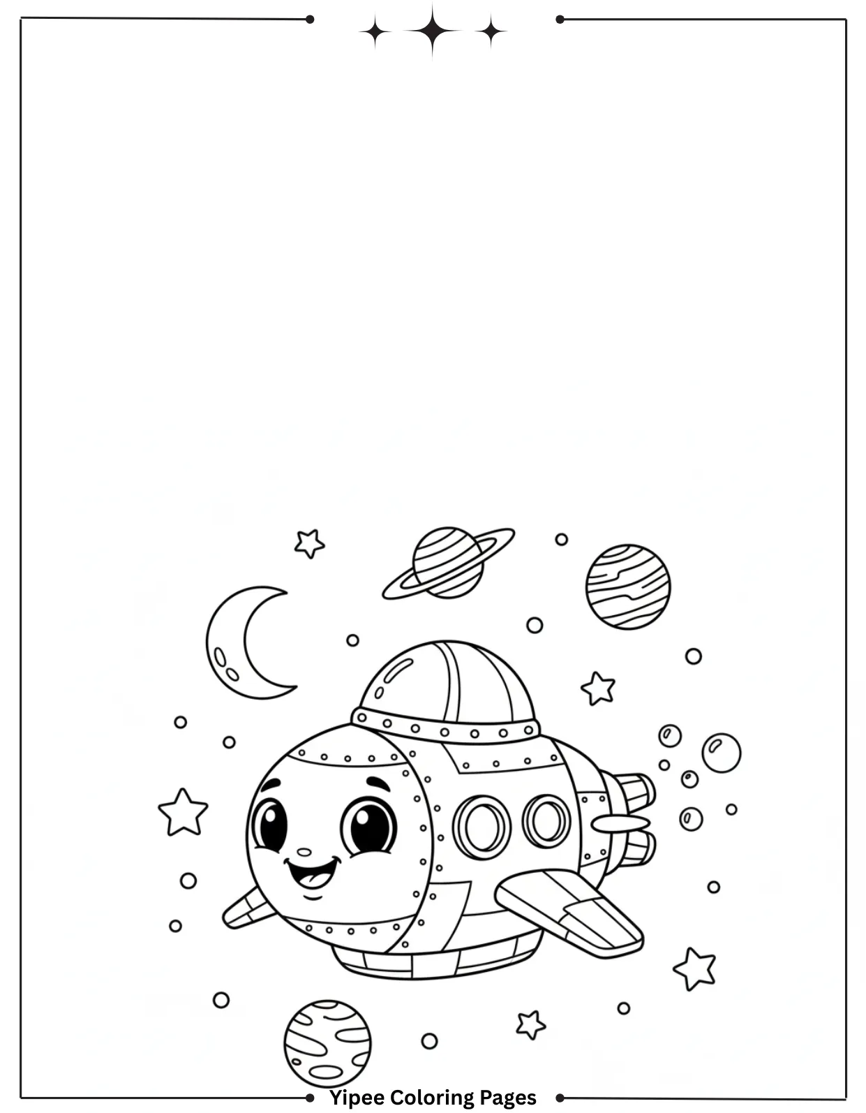 Spaceship coloring page for kids
